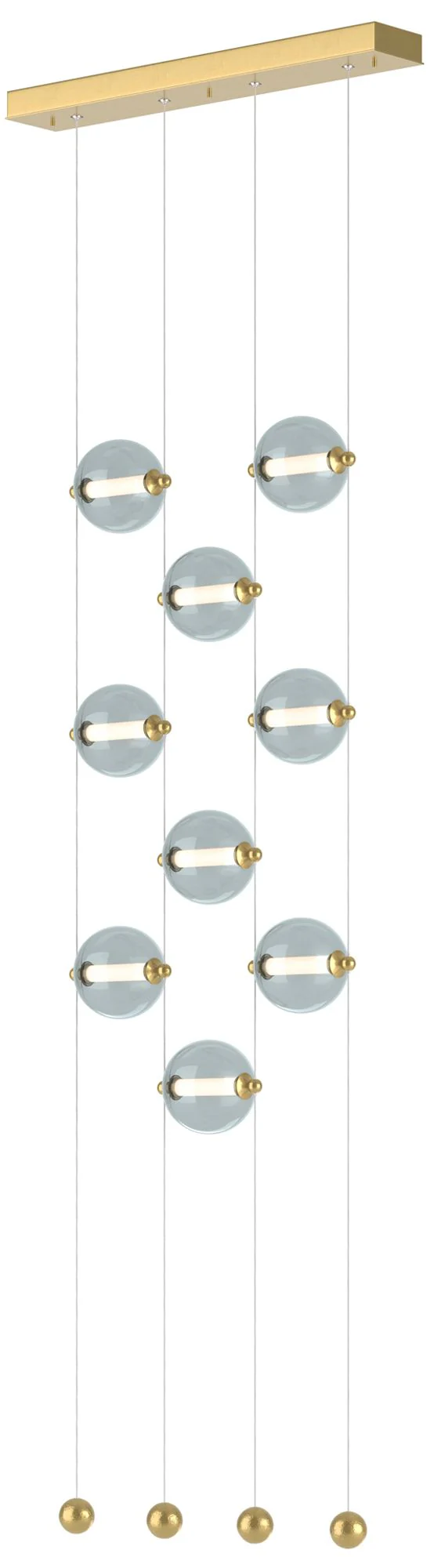 Abacus 9-Light Ceiling-to-Floor LED Pendant - Modern Brass - Cool Grey - Image 1