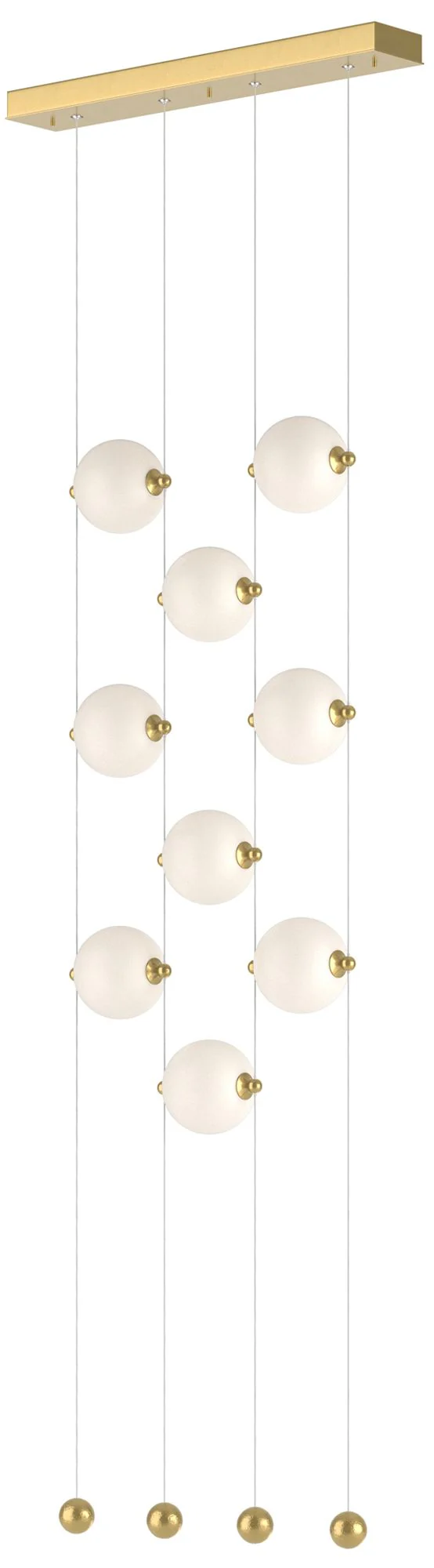 Abacus 9-Light Ceiling-to-Floor LED Pendant - Modern Brass - Opal - Image 1
