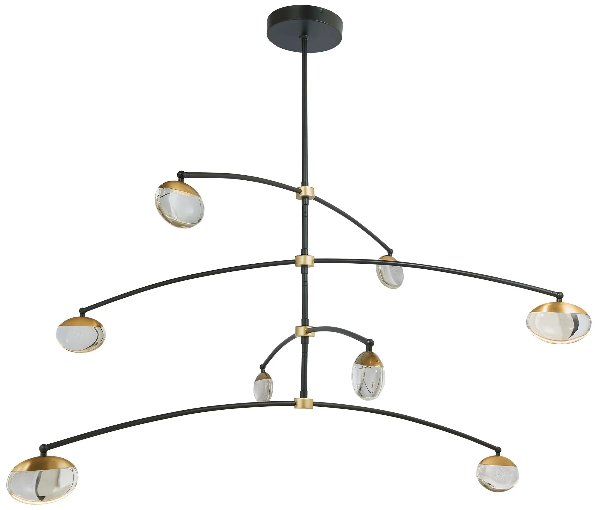 ABRA Athena 8-Light Crystal Teardrop Glass Chandelier MB:BB- Black: Brass - Image 1