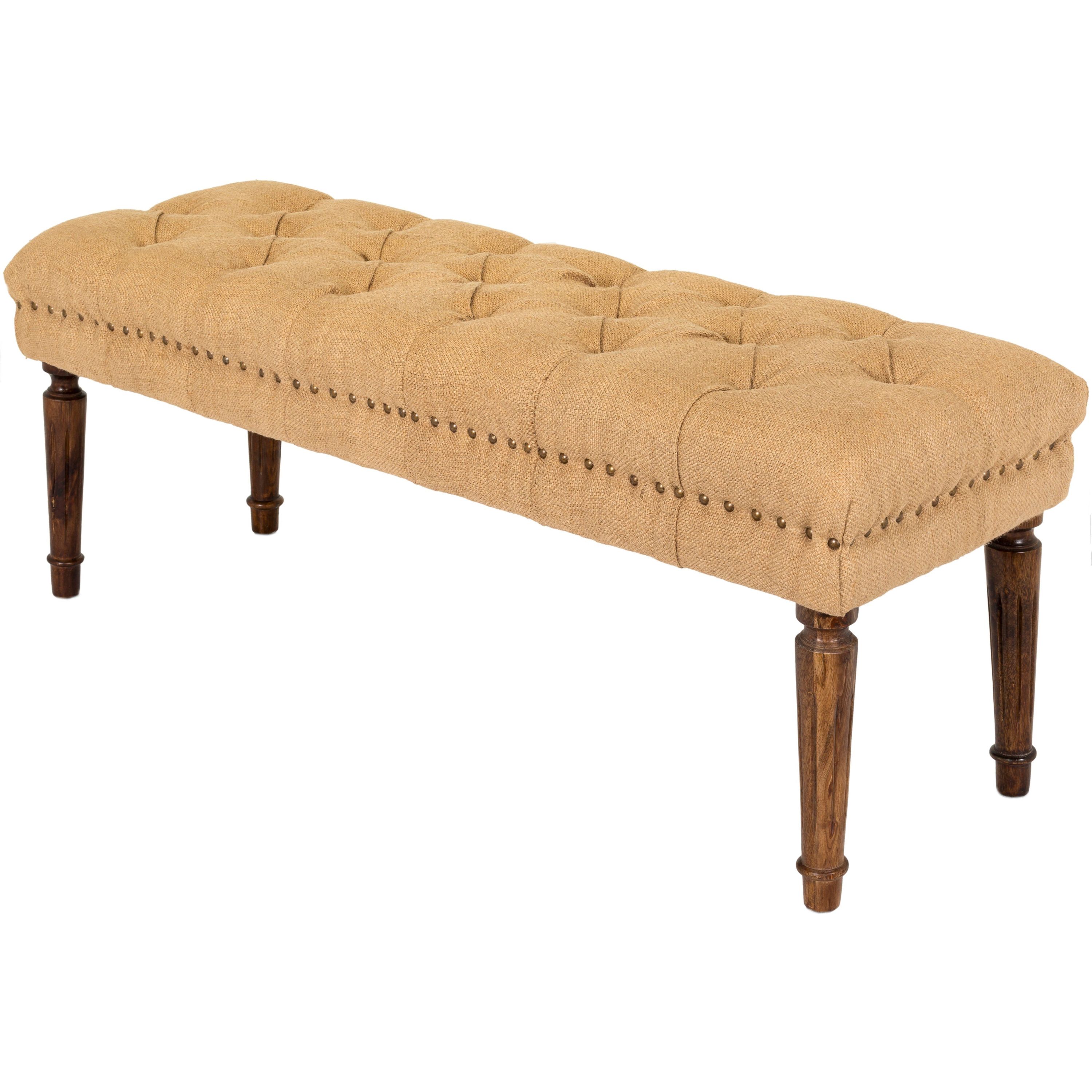 Surya Americus Rustic Modern Jute Fabric Tufted Bench With Wood Base ACU-001 - Image 2