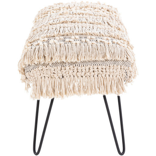 Surya Adilah Modern Boho Bench With Black Metal Base ADH-001 - Image 2
