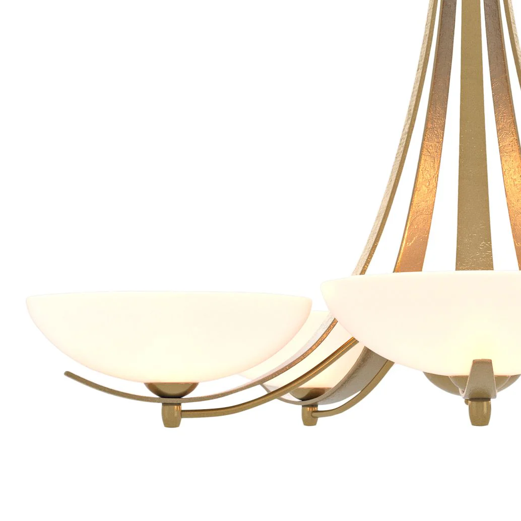 Aegis Modern Brass 5 Arm Chandelier With Opal Glass - Image 2