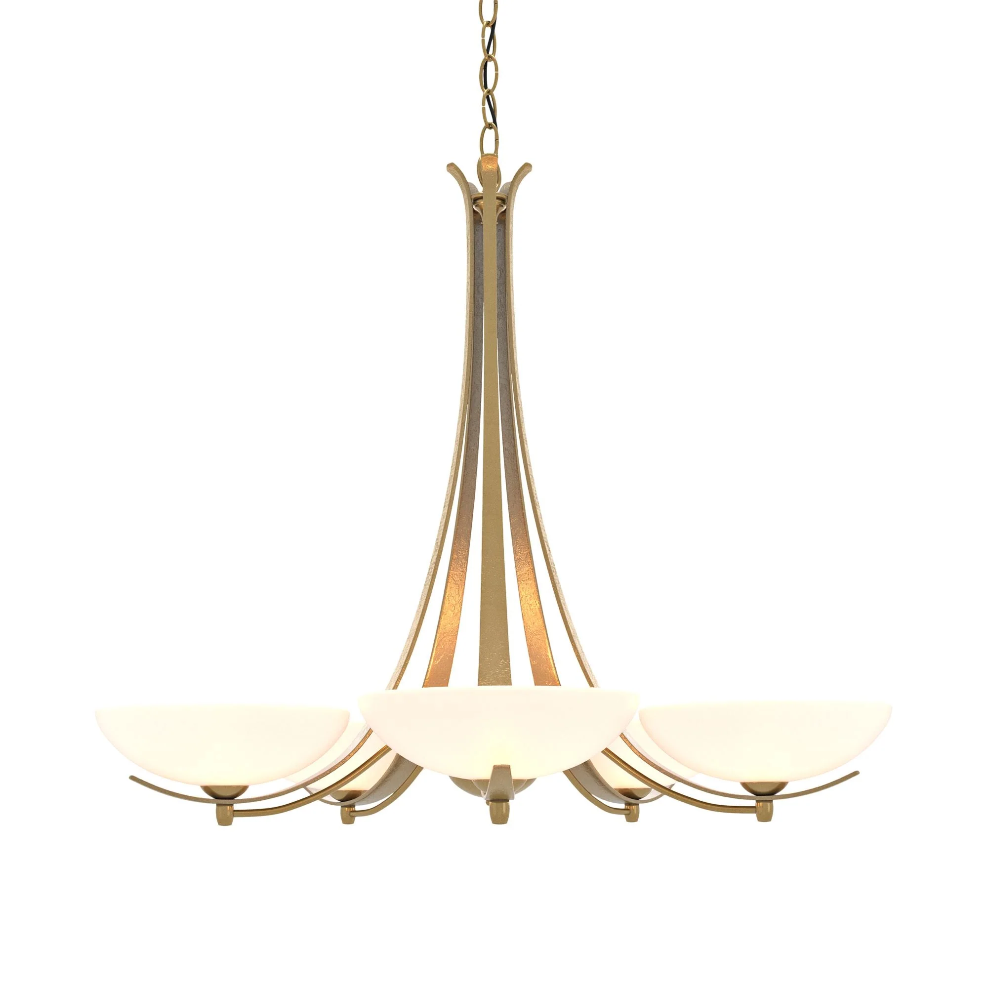 Aegis Modern Brass 5 Arm Chandelier With Opal Glass - Image 3