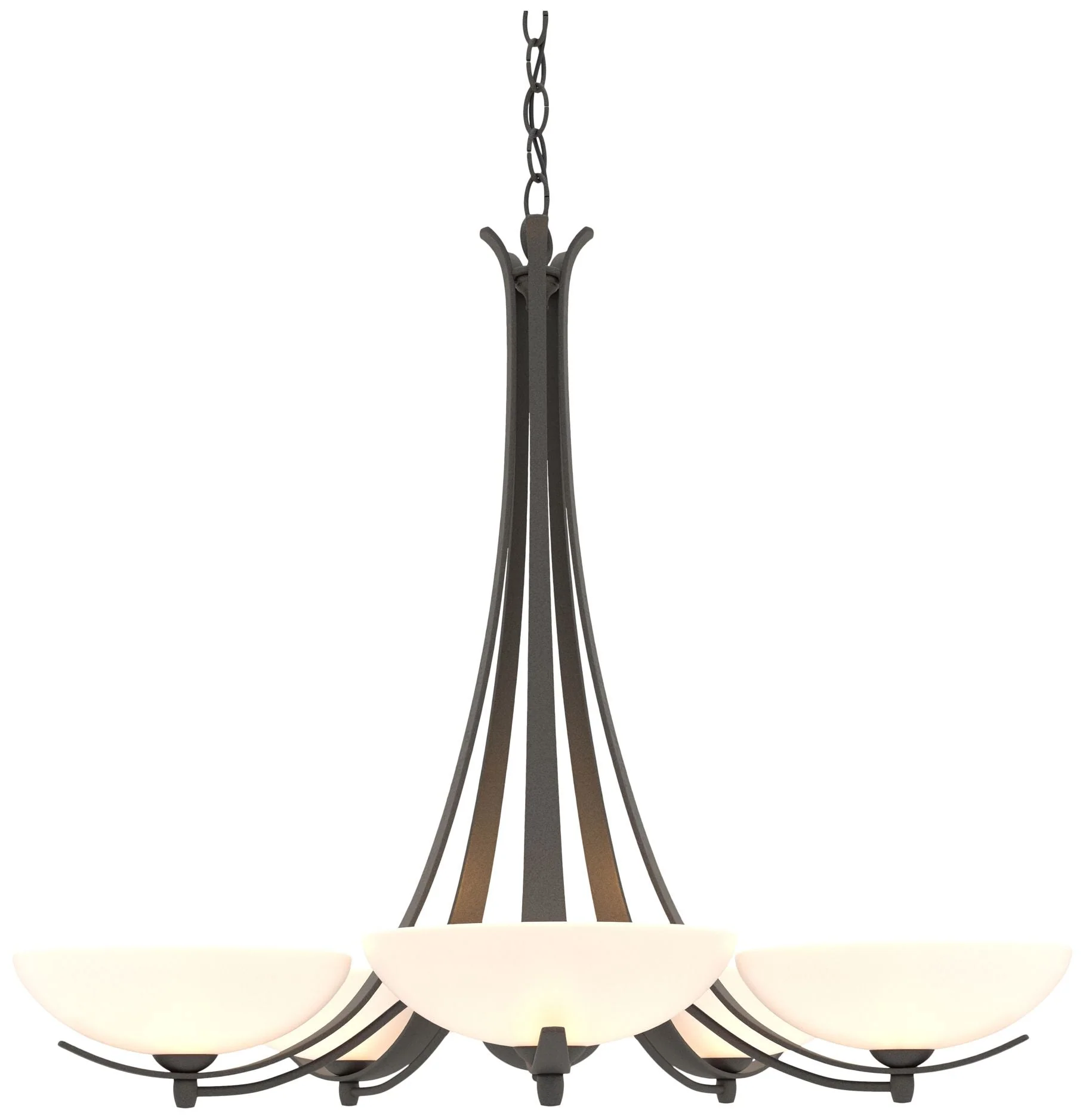 Aegis Natural Iron 5 Arm Chandelier With Opal Glass - Image 1
