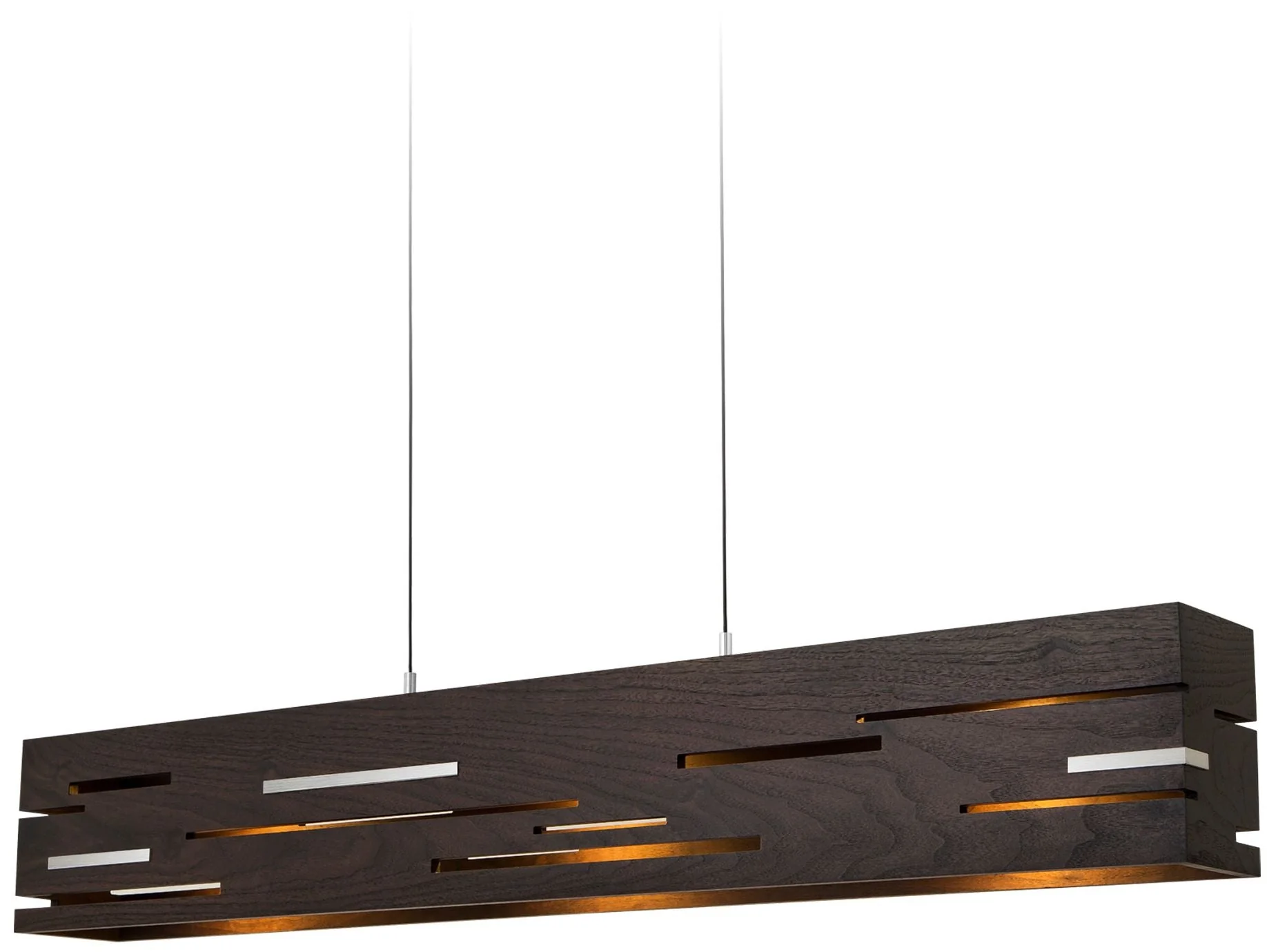 Aeris 54" Oiled Walnut Brushed Aluminum LED Linear Pendant - Image 1