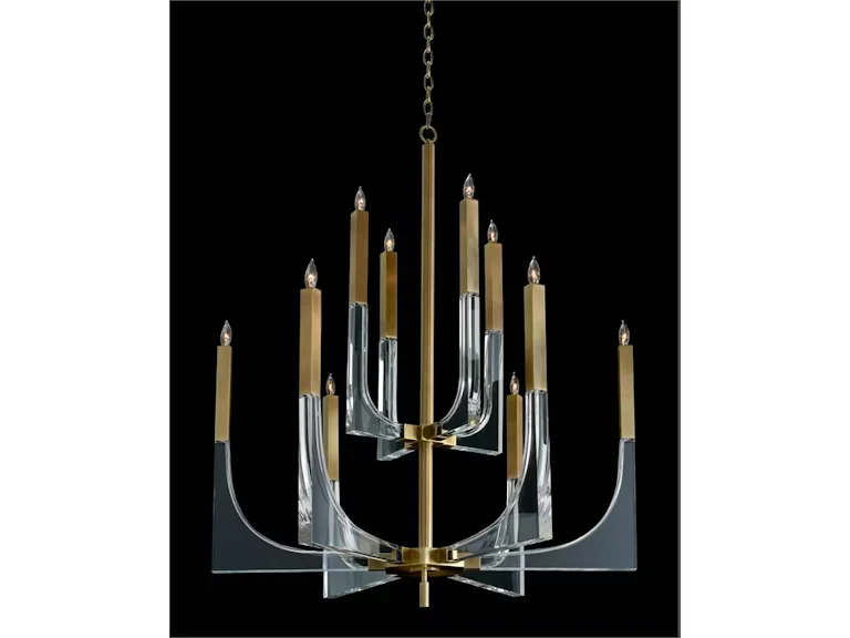 John Richard AJC-9040 Acrylic and Brass Ten-Light Chandelier