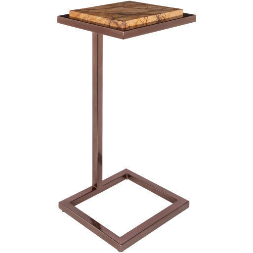 Surya Stone Age Modern Brown Marble Top With Brown Metal Base Accent Side Table AGE-001 - Image 2