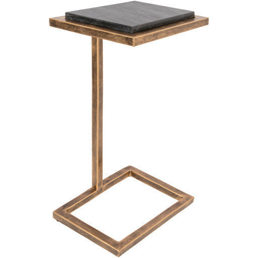 Surya Stone Age Modern Black Marble Top With Gold Metal Base Accent Side Table AGE-003 - Image 2