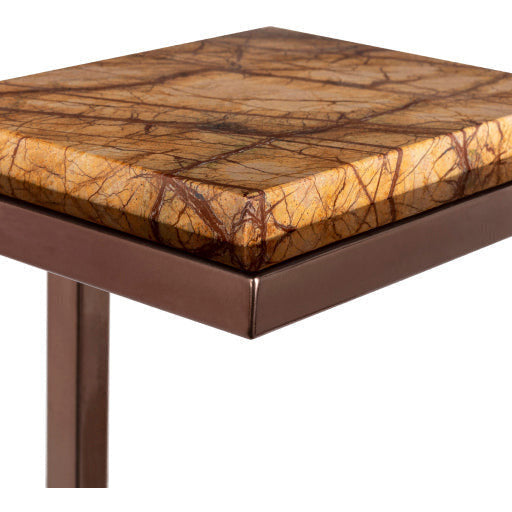 Surya Stone Age Modern Brown Marble Top With Metallic Brass Metal Base Accent Side Table AGE-002 - Image 3
