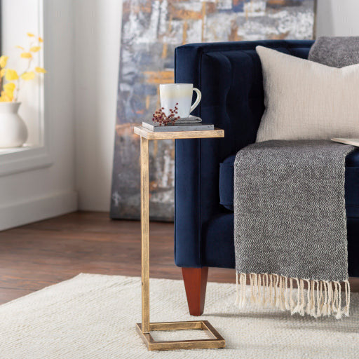 Surya Stone Age Modern Black Marble Top With Gold Metal Base Accent Side Table AGE-003 - Image 3
