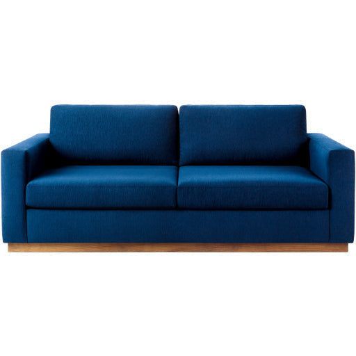 Surya Amherst Modern Square Arm Blue Sofa With Wood Base - Image 2