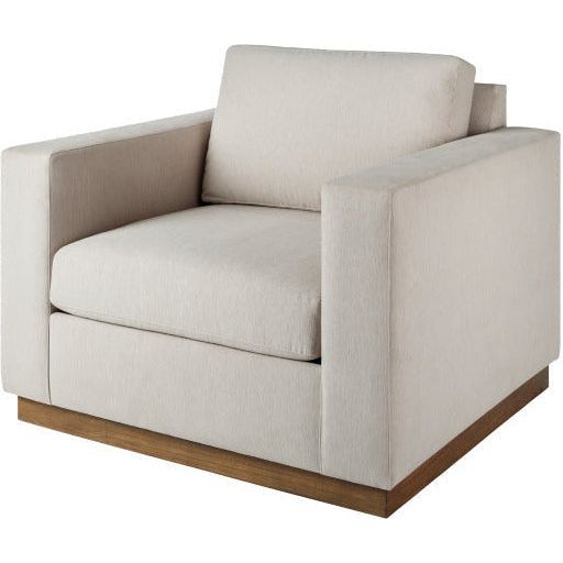 Surya Amherst Modern Square Arm Accent Chair With Wood Base - Image 1