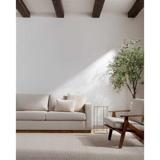Surya Amherst Modern Square Arm Sofa With Wood Base - Image 1