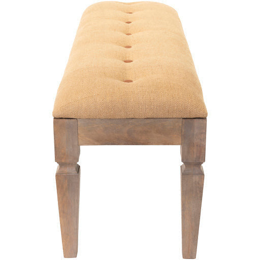 Surya Ansonia Rustic Modern Faux Leather Tufted Bench With Natural Wood Base  AIA-002 - Image 3