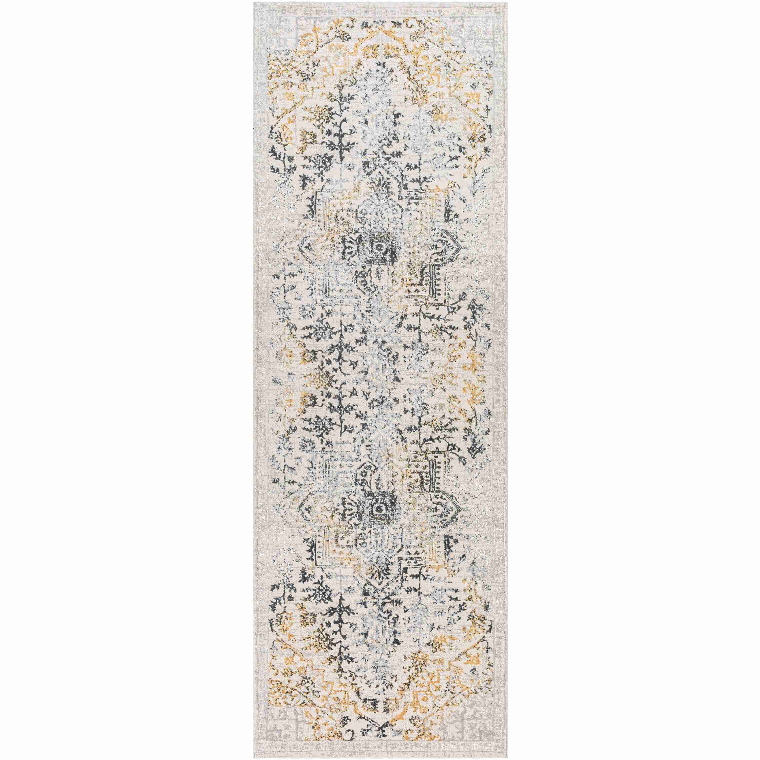 Surya Rugs Aisha Collection Charcoal, Gray, Light Gray & Mustard Area Rug AIS-2308 - Image 2