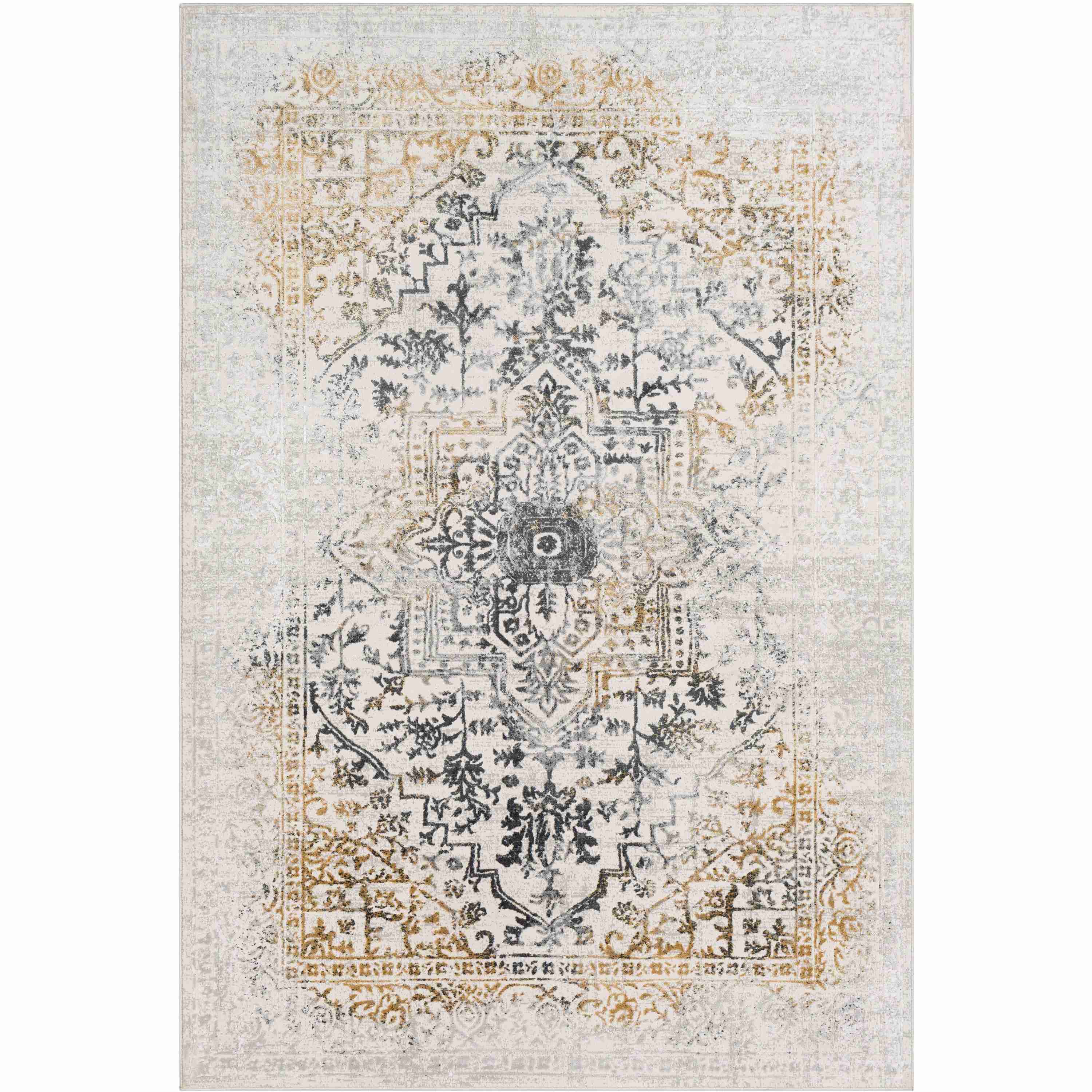 Surya Rugs Aisha Collection Charcoal, Gray, Light Gray & Mustard Area Rug AIS-2308 - Image 1