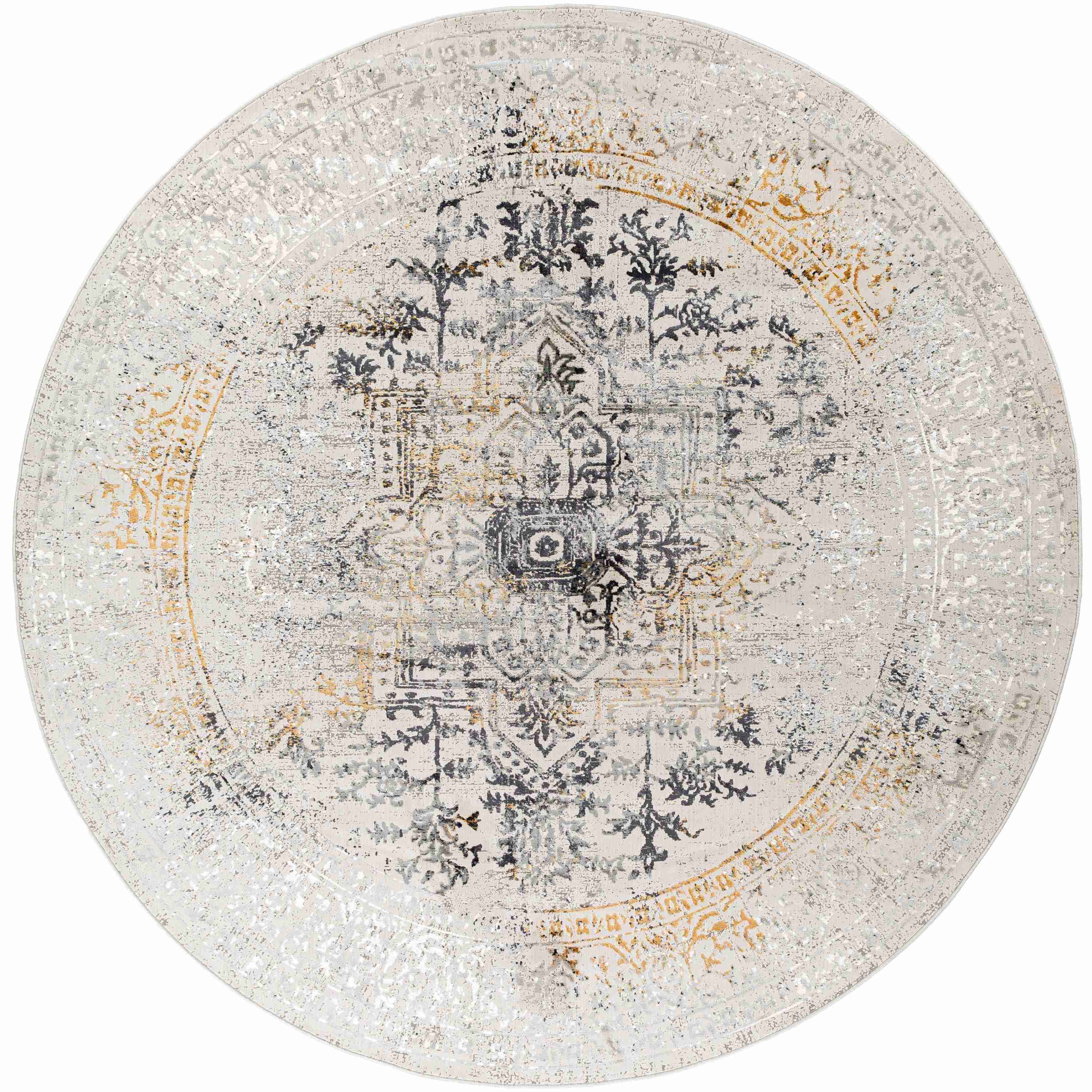 Surya Rugs Aisha Collection Charcoal, Gray, Light Gray & Mustard Area Rug AIS-2308 - Image 3