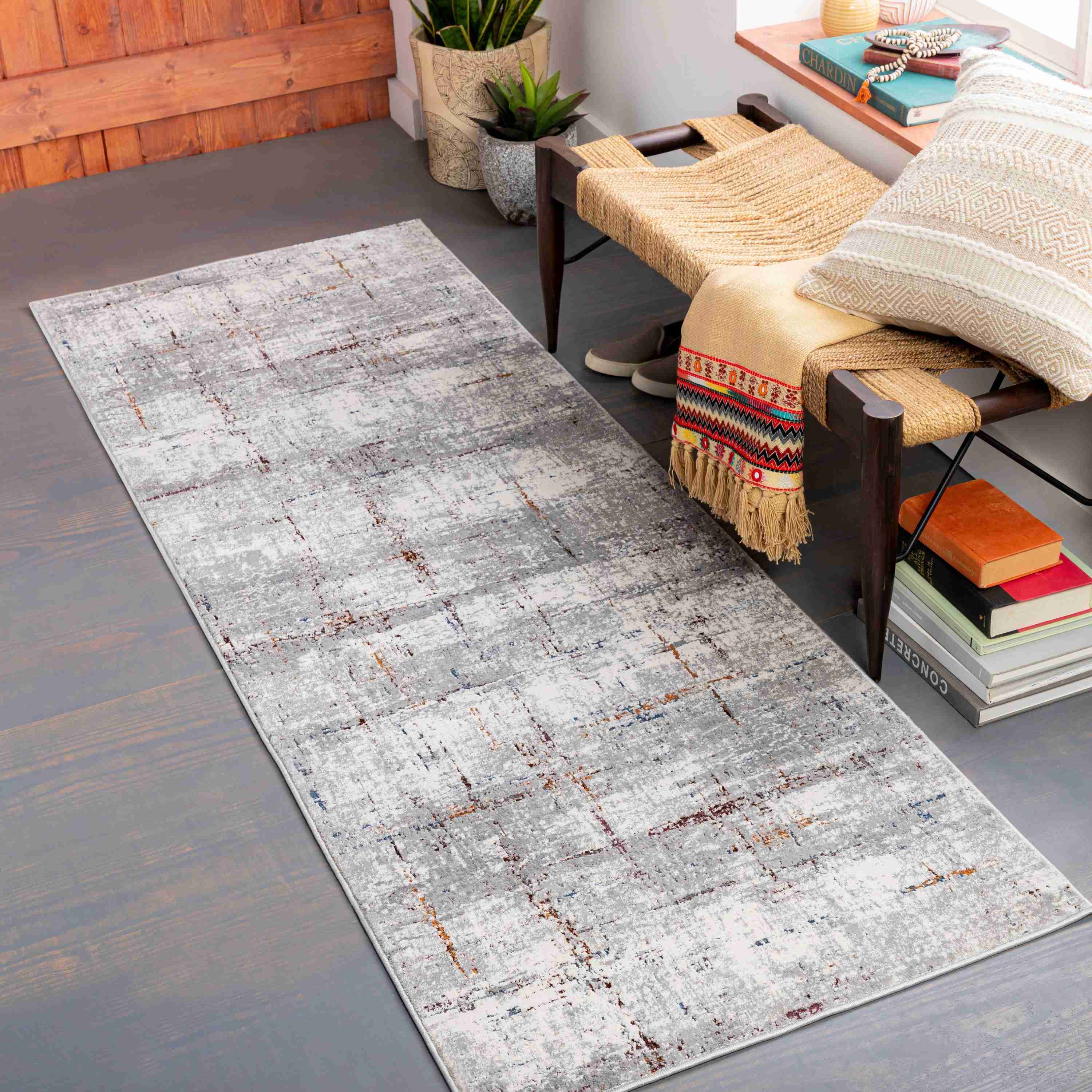 Surya Rugs Aisha Collection Charcoal, Gray, Dark Blue, Off White, Burgundy & Burnt Orange Area Rug AIS-2317 - Image 3