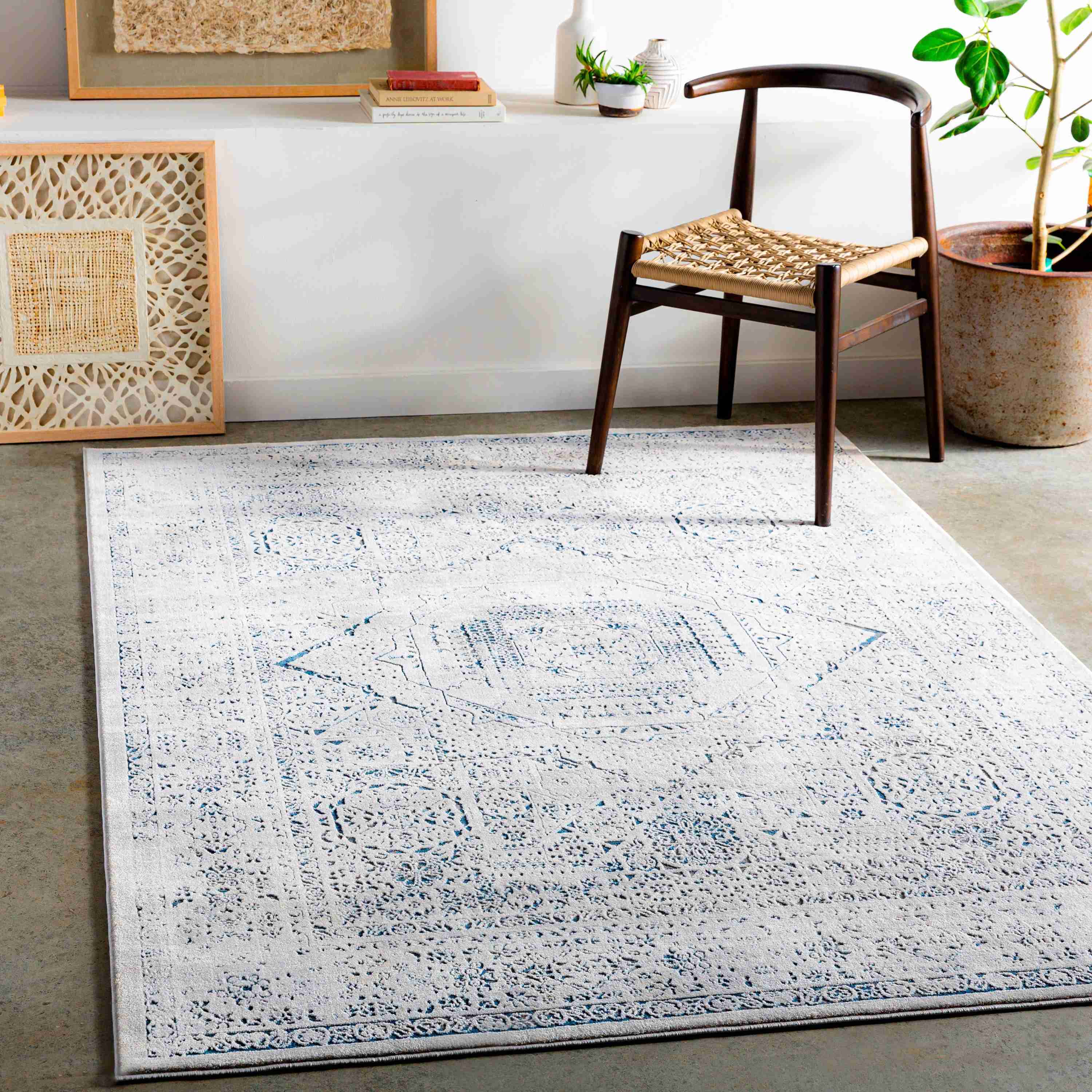 Surya Rugs Aisha Collection Charcoal, Gray, Off White & Dark Blue Area Rug AIS-2318 - Image 2