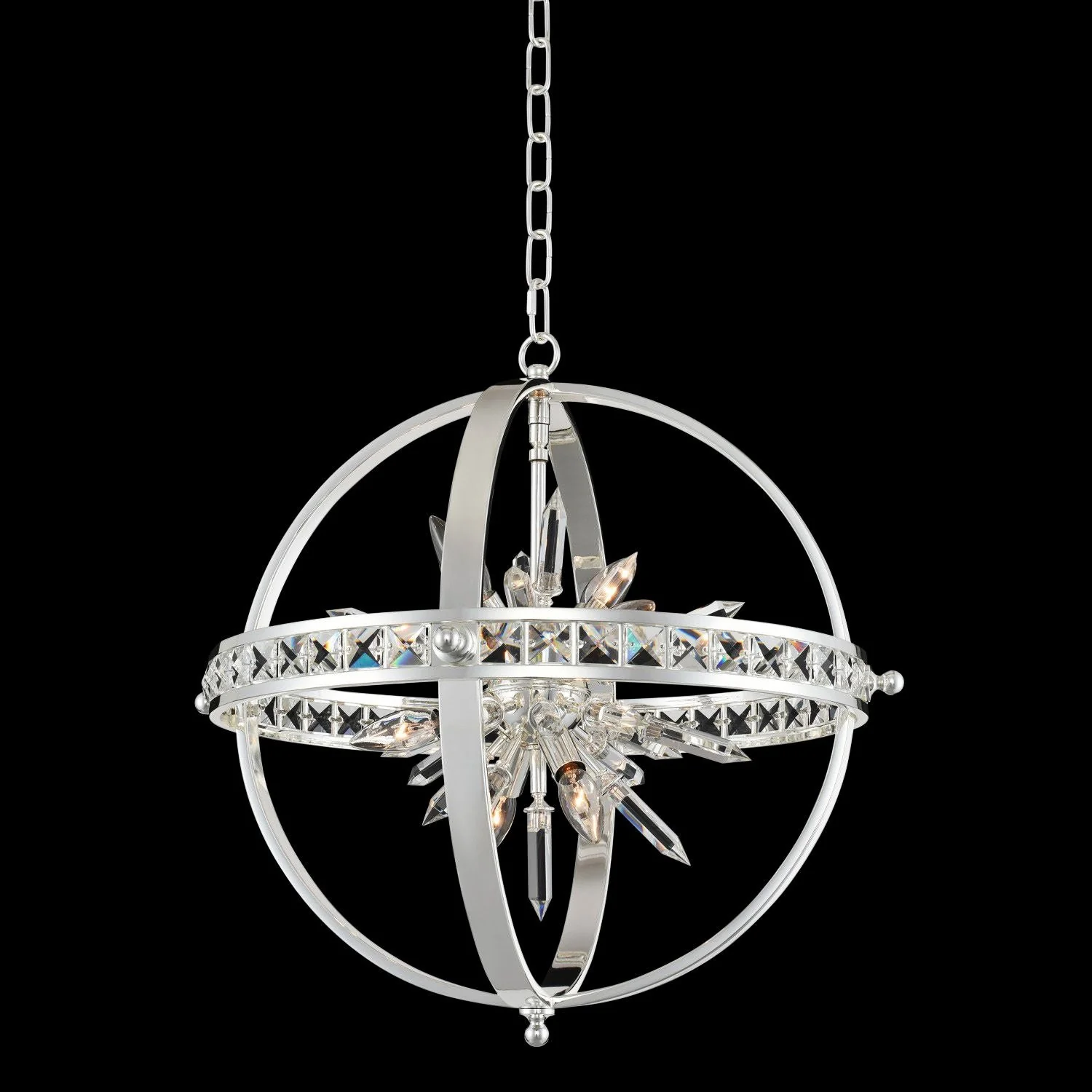 Allegri Angelo 23" Wide Polished Silver Crystal Orb Pendant - Image 1