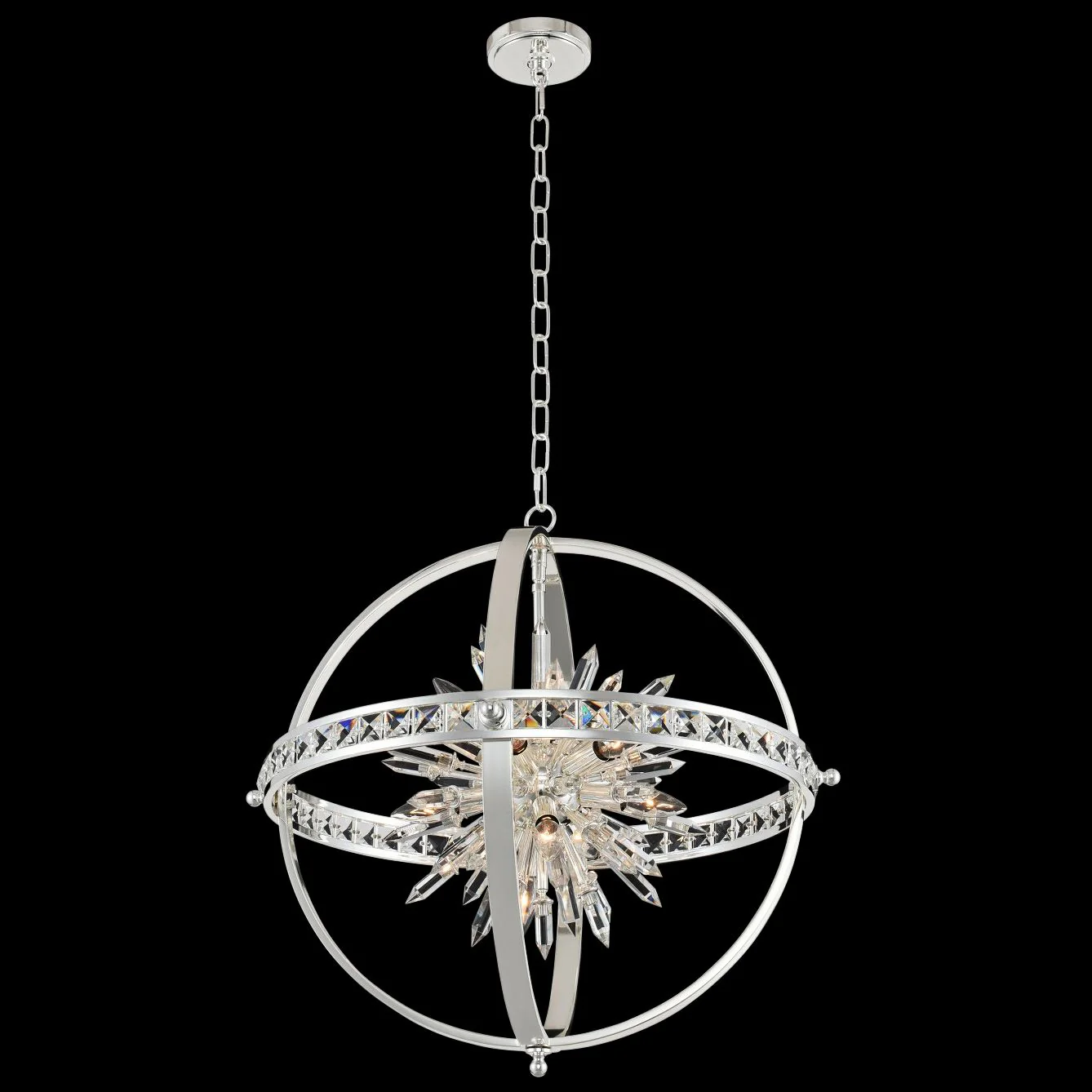 Allegri Angelo 26″ Wide Polished Silver Crystal Orb Pendant
