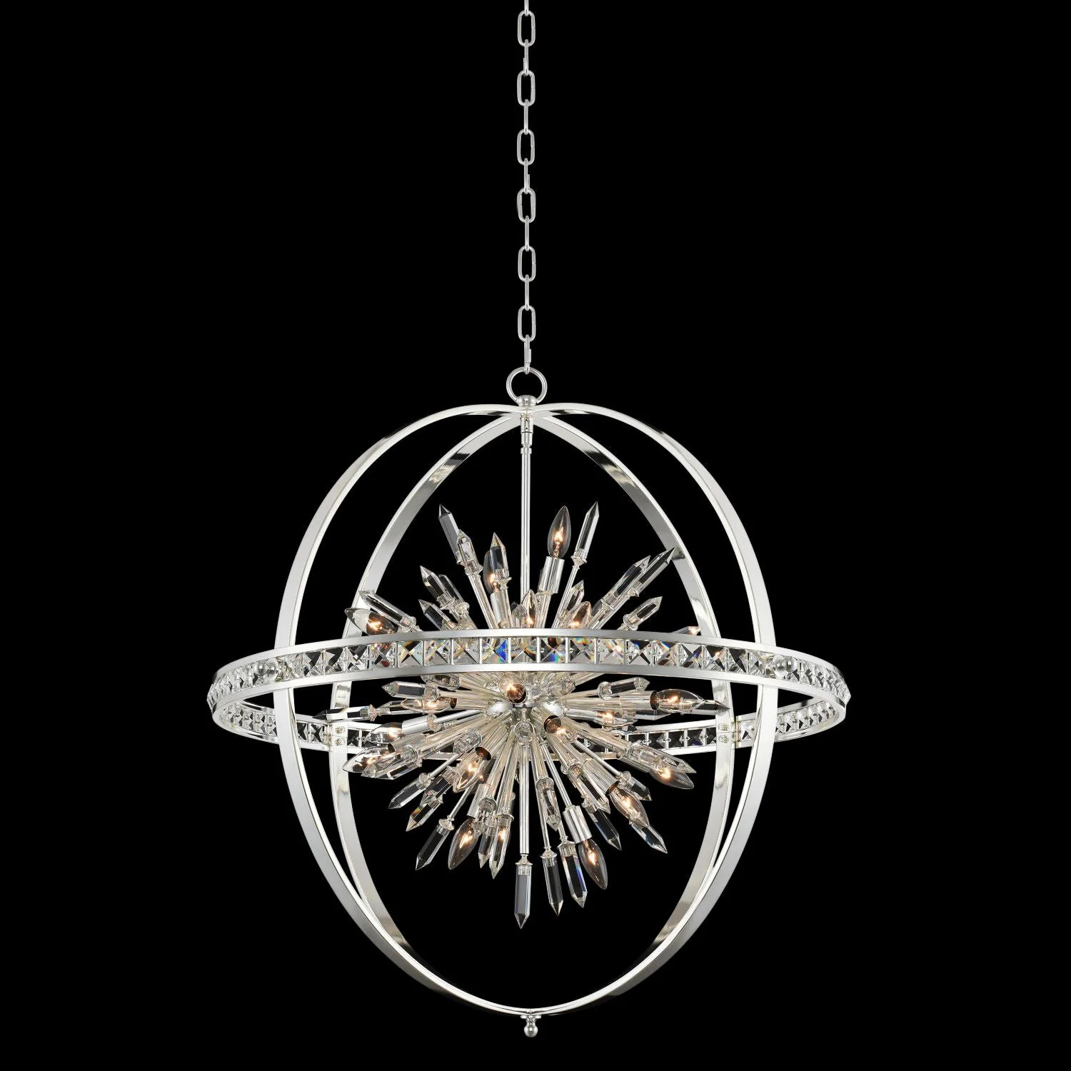 Allegri Angelo 36″ Wide Polished Silver Crystal Orb Pendant