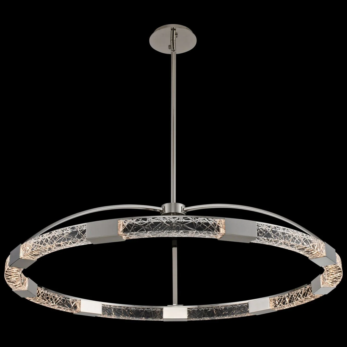 Allegri Athena 43"W Polish Nickel LED Crystal Ring Pendant - Image 1
