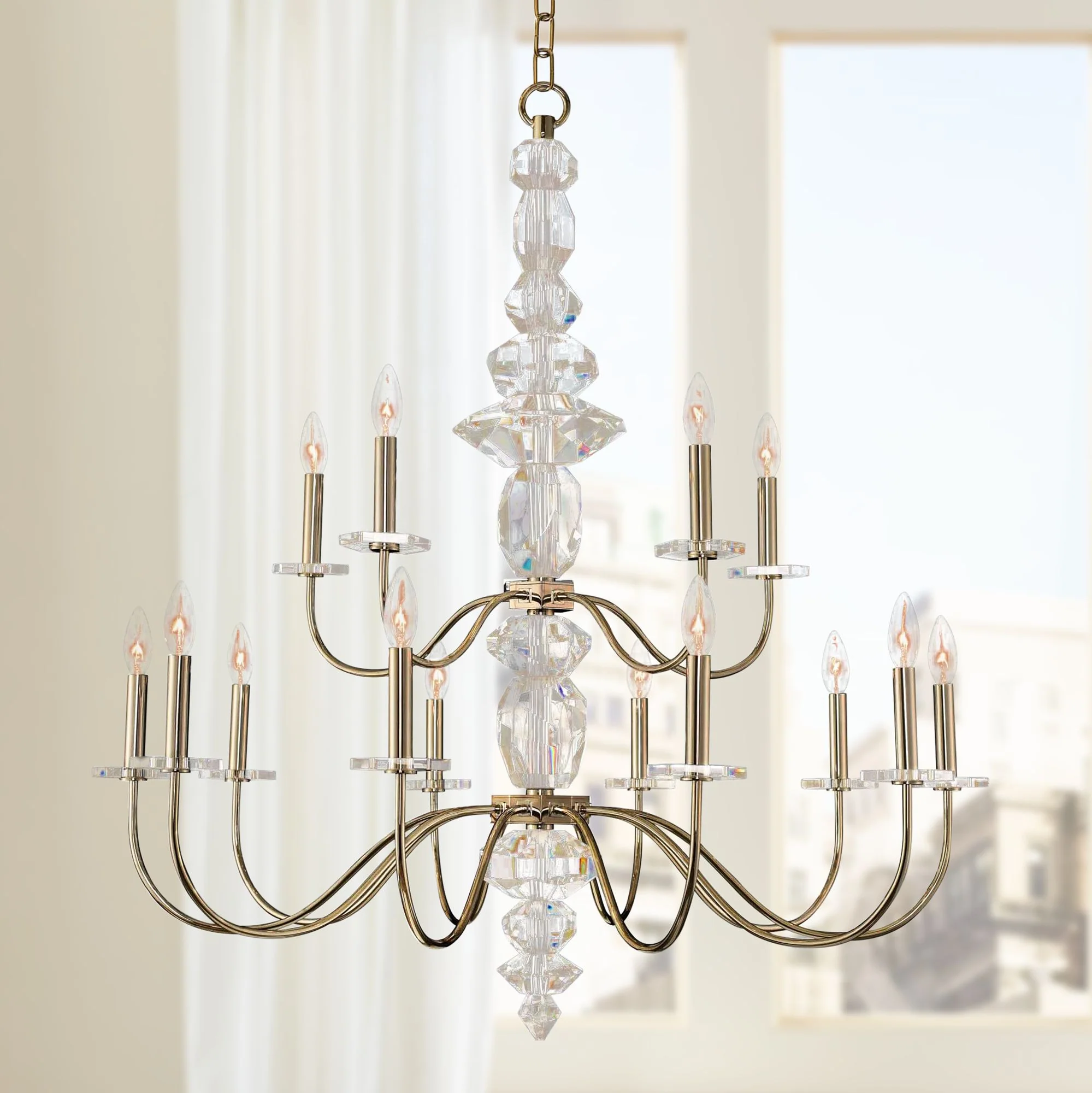 Allegri Bolivar 38" Wide Champagne Gold 15-Light Chandelier - Image 1