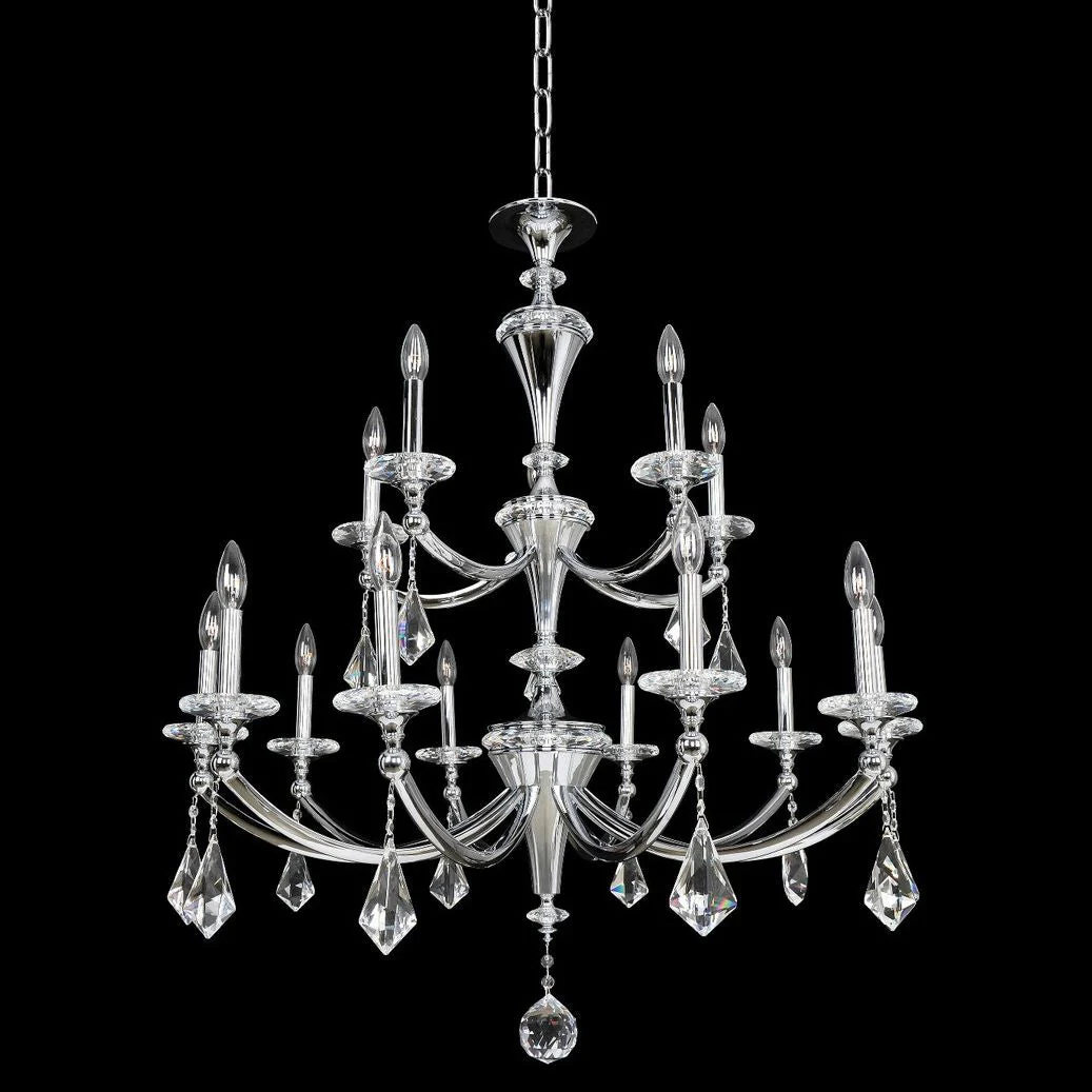 Allegri Floridia 37" Wide Chrome 15-Light 2-Tier Chandelier - Image 1