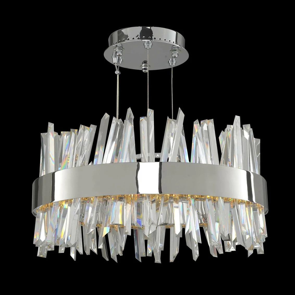 Allegri Glacier 20″W Chrome Crystal Round LED Pendant Light