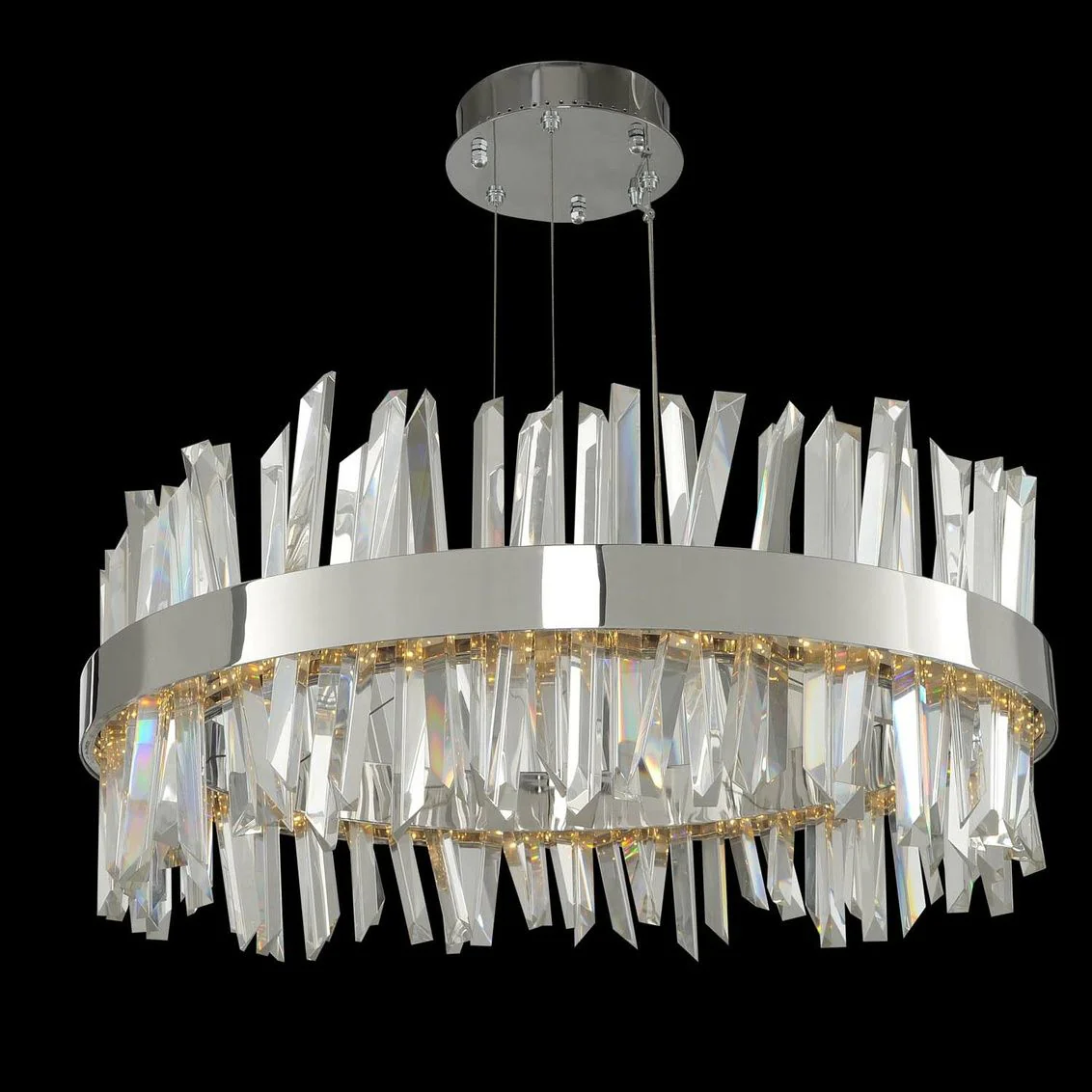 Allegri Glacier 25″W Chrome Crystal Round LED Pendant Light