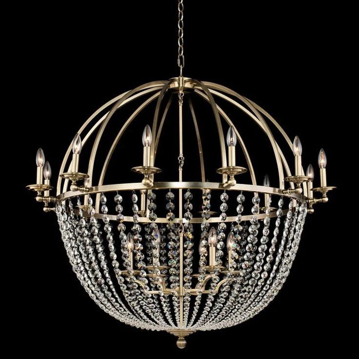 Allegri Pendolo 44″W Gold 18-Light Orb Crystal Chandelier