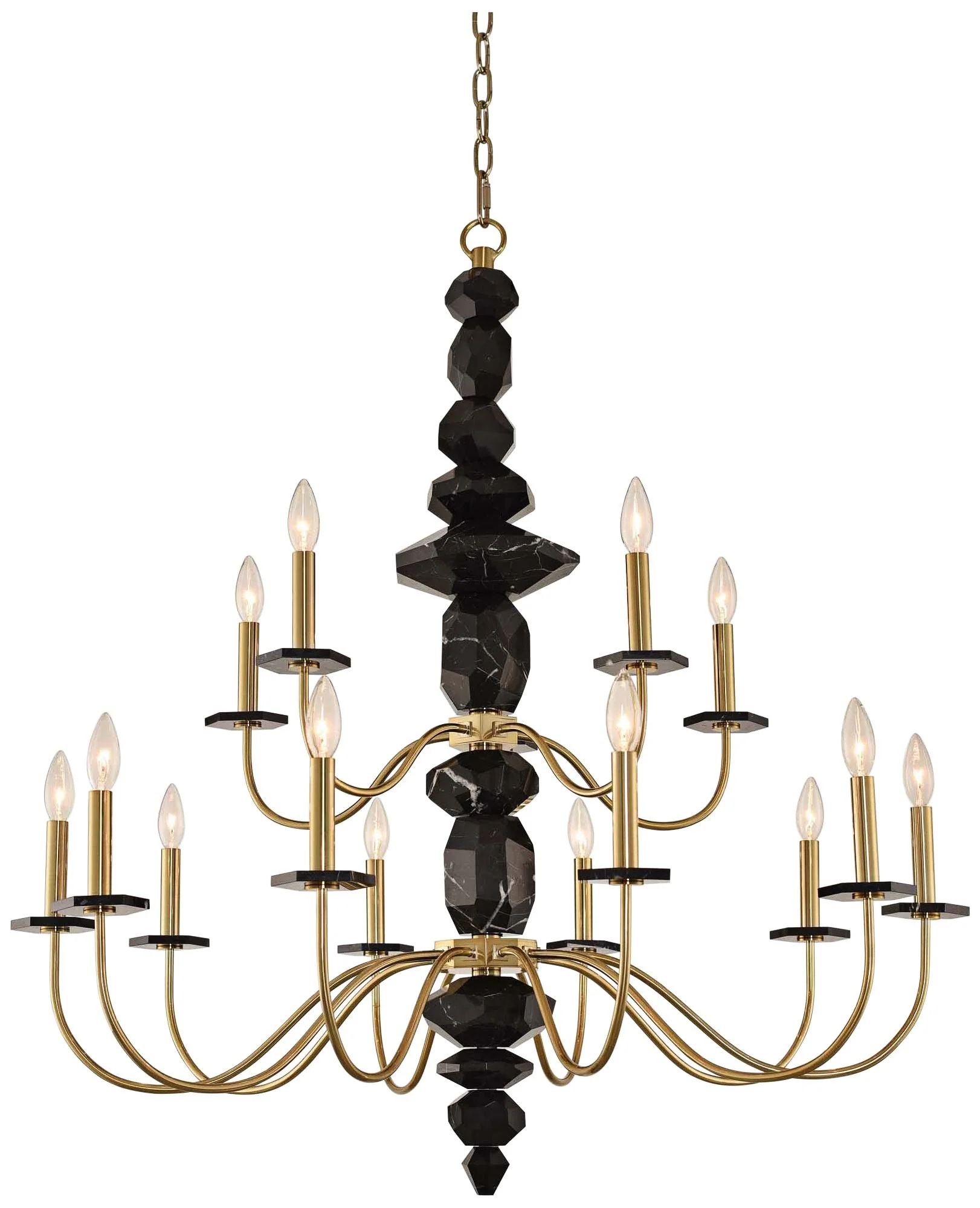 Allegri Piedra 38" Wide Brushed Brass 15-Light Chandelier - Image 2