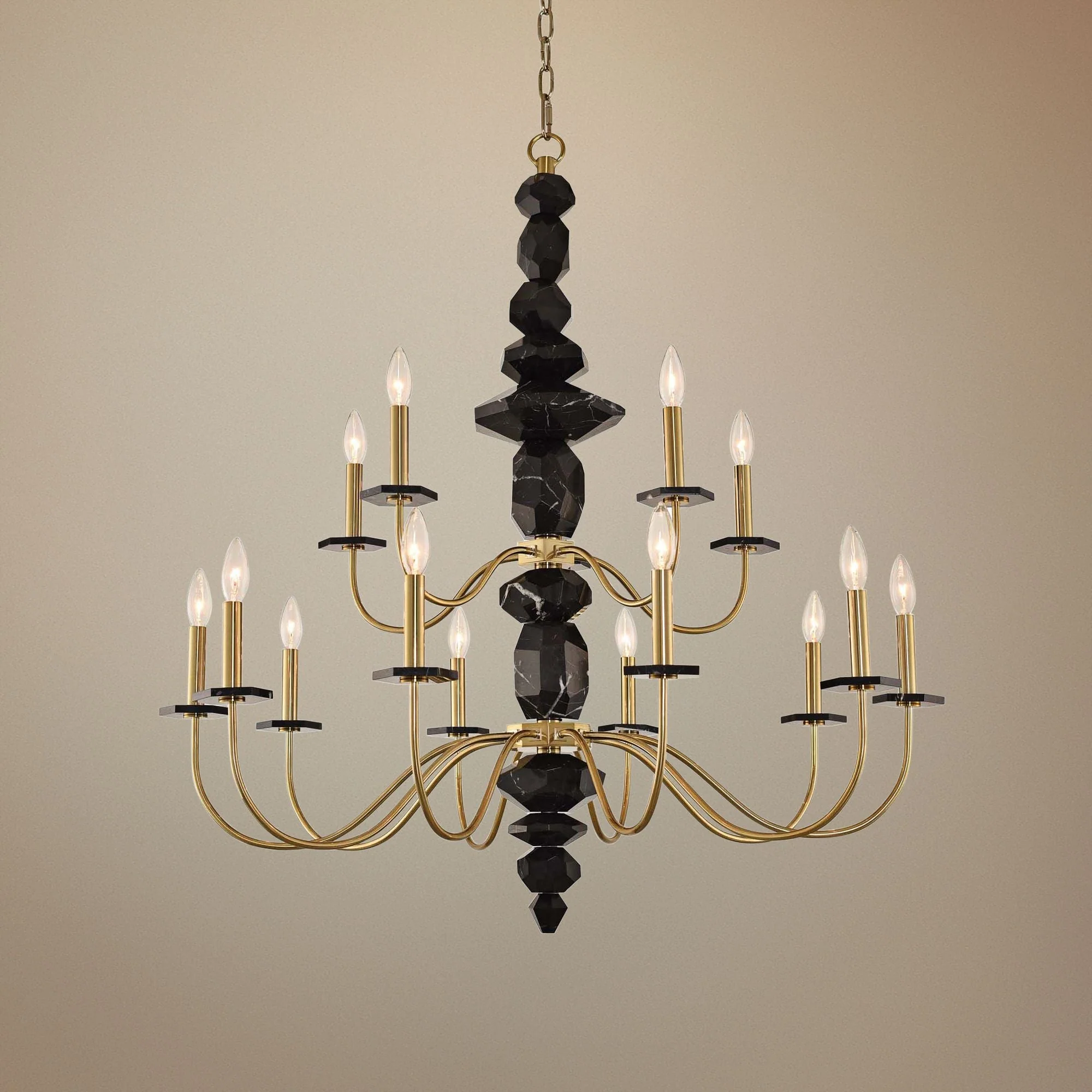 Allegri Piedra 38" Wide Brushed Brass 15-Light Chandelier - Image 1