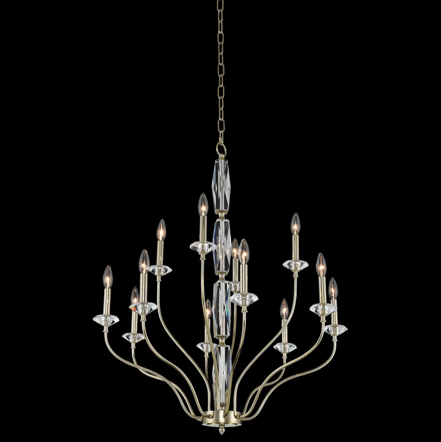 Allegri Savia 31"W Champagne Gold 12-Light 2-Tier Chandelier - Image 1
