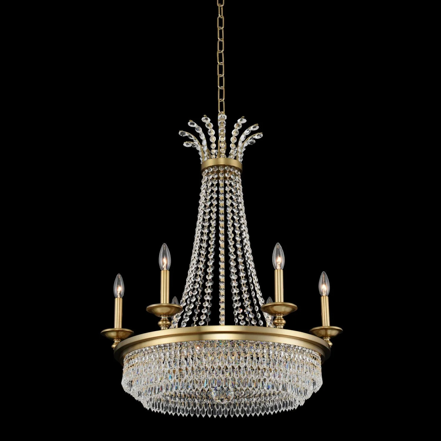 Allegri Tavo 26"W Winter Brass 6-Light Crystal Chandelier - Image 1