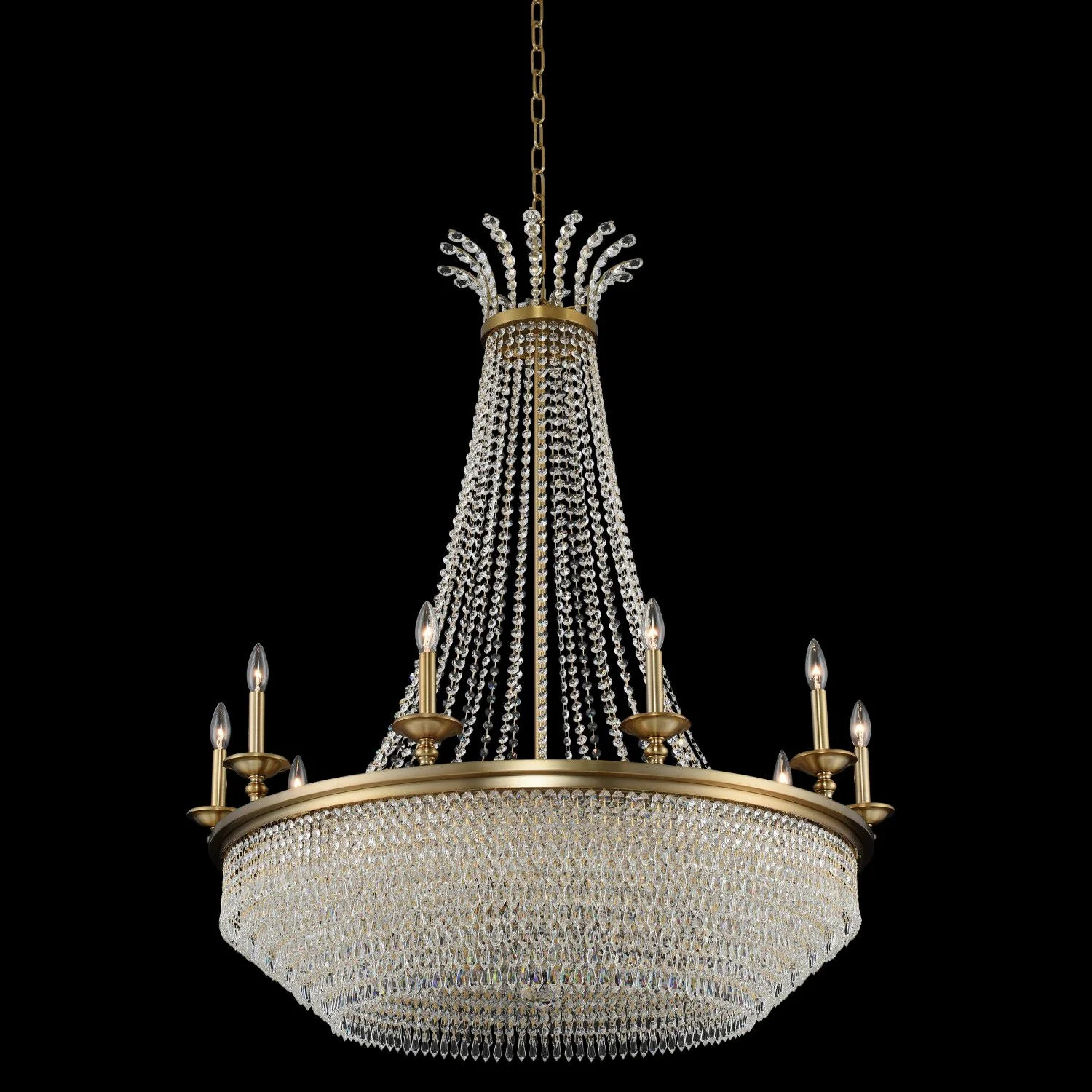 Allegri Tavo 34"W Winter Brass 10-Light Crystal Chandelier - Image 1