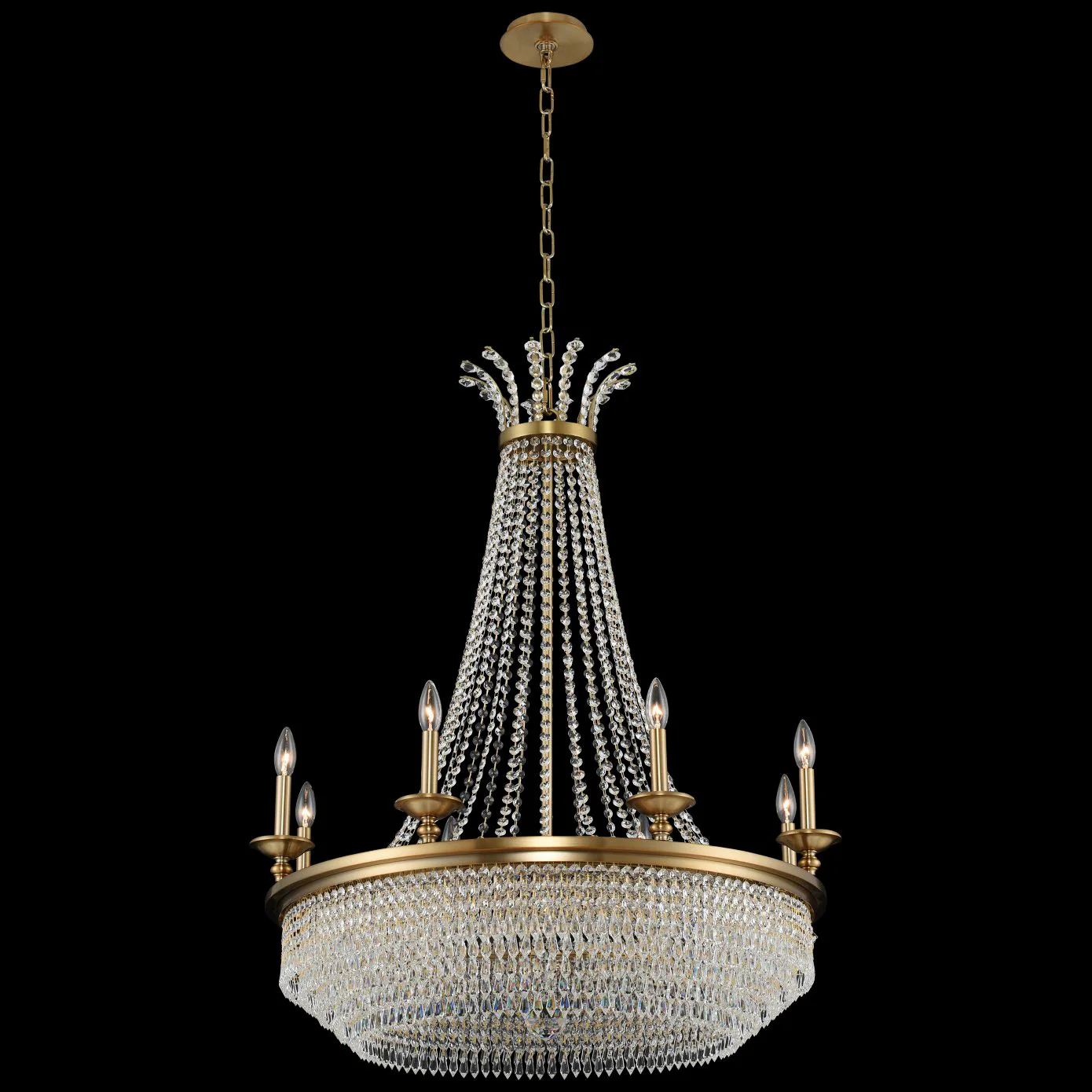 Allegri Tavo 34"W Winter Brass 8-Light Crystal Chandelier - Image 1