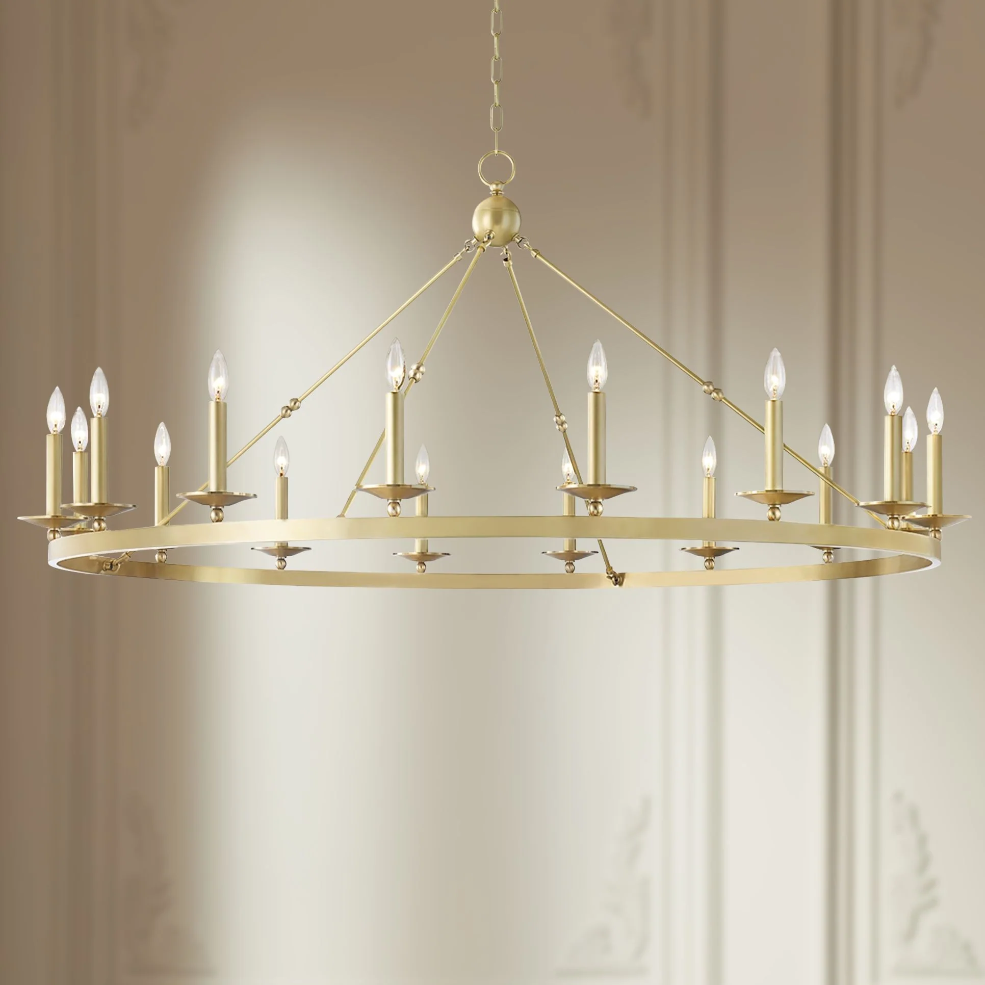Allendale 58″ Wide Aged Brass 16-Light Round Chandelier