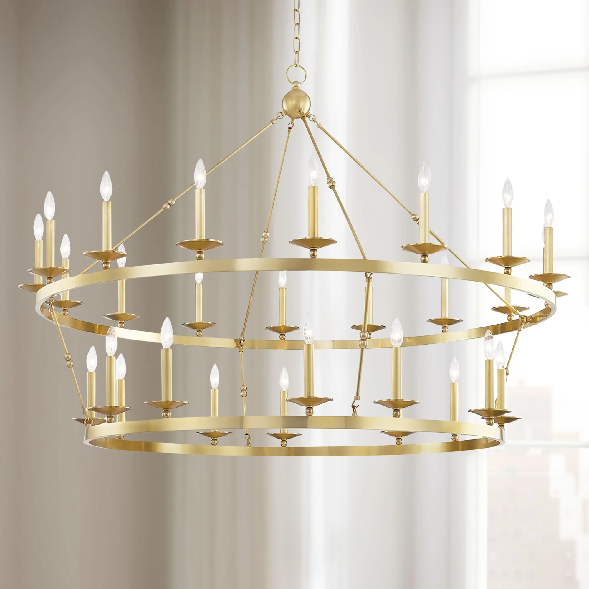 Allendale 58″ Wide Aged Brass 28-Light 2-Tiered Chandelier