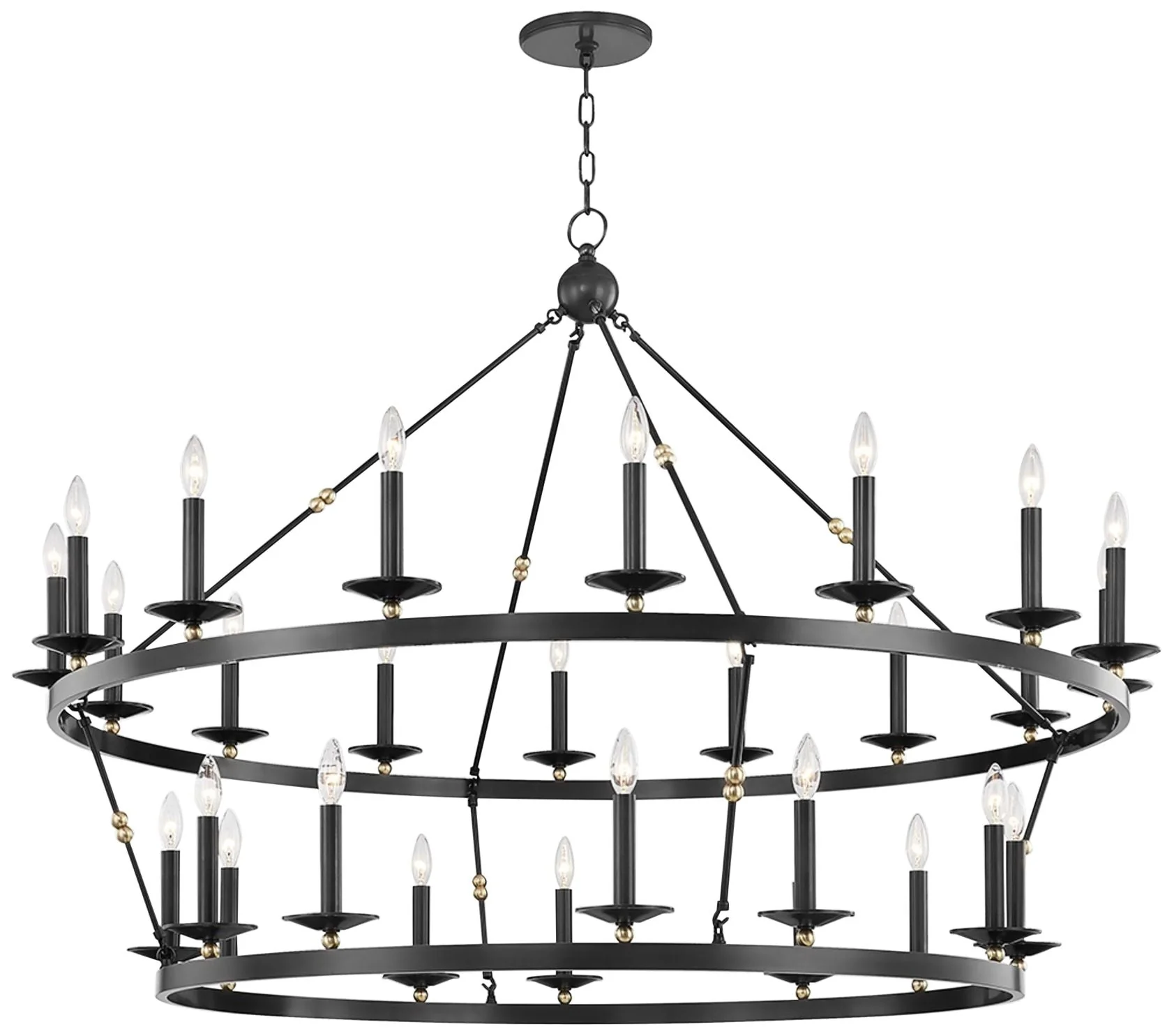 Allendale 58"W Aged Old Bronze 28-Light 2-Tiered Chandelier - Image 2