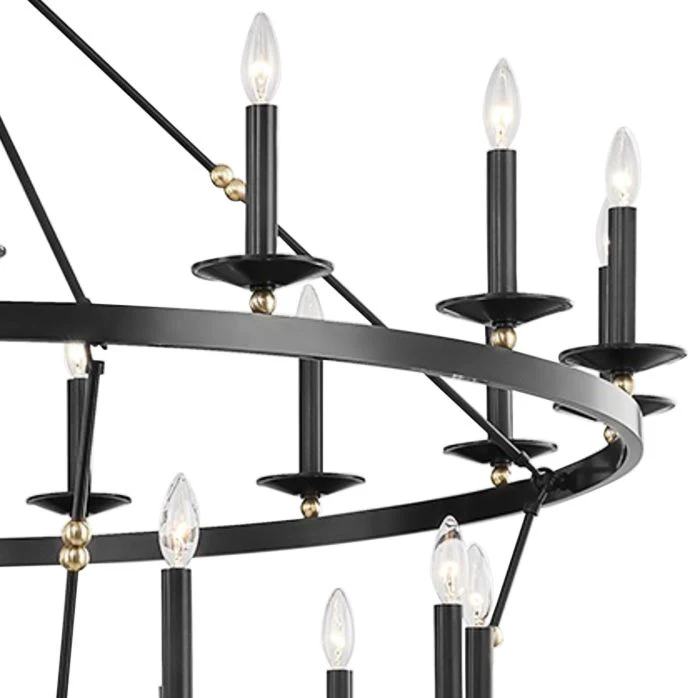 Allendale 58"W Aged Old Bronze 28-Light 2-Tiered Chandelier - Image 3