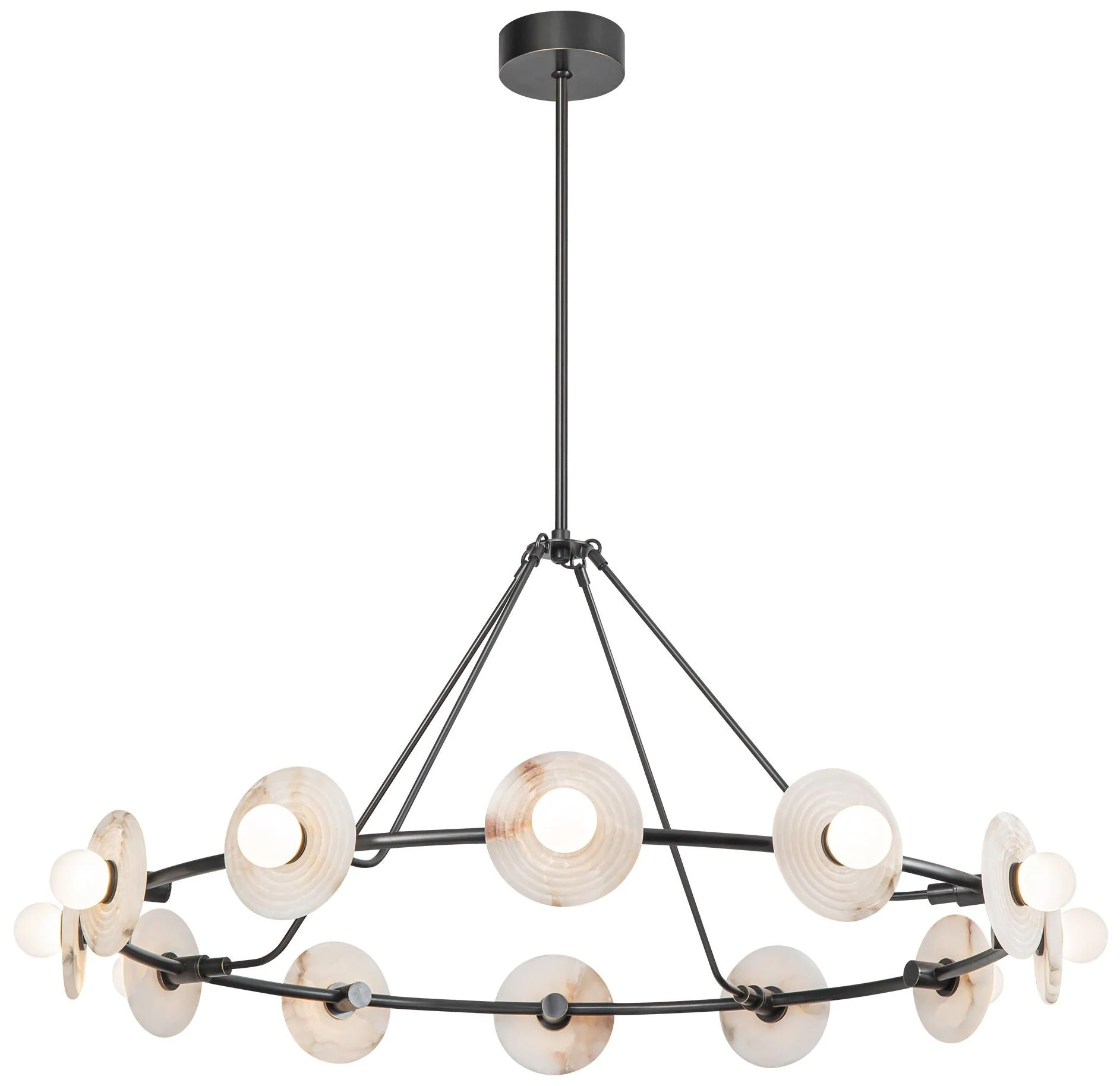 Alora Dahlia LED 46-in Urban Bronze/Alabaster LED Chandeliers - Image 1