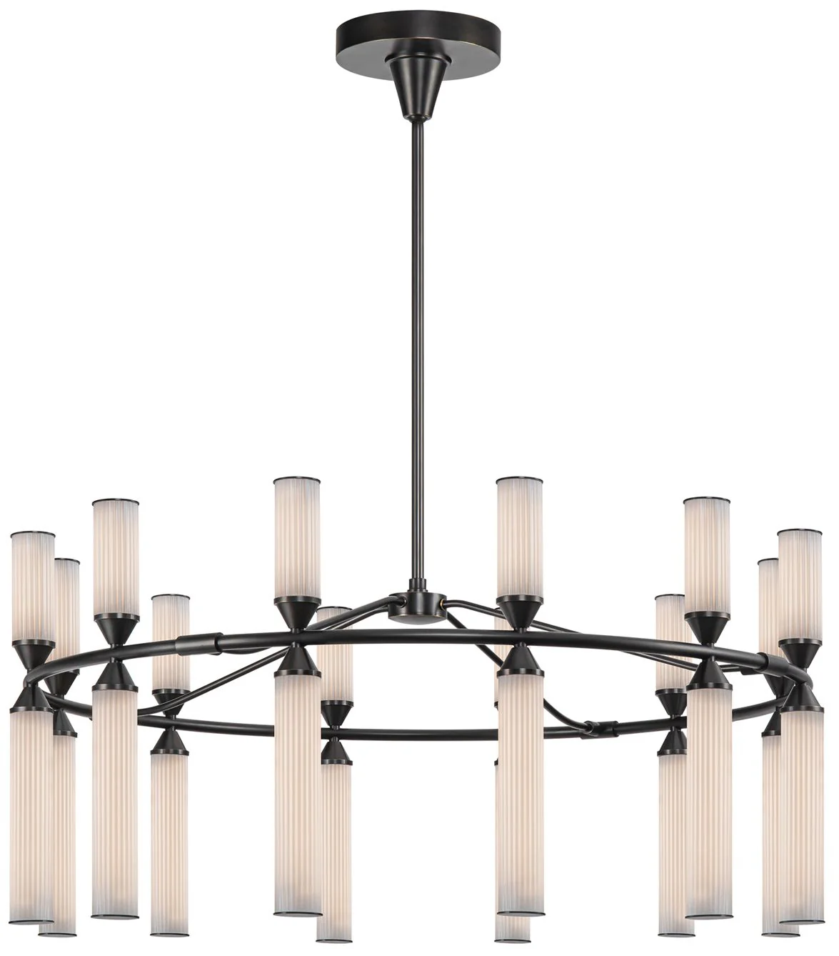 Alora Edwin LED 38-in Urban Bronze/Frosted Ribbed Glass LED Chandelier - Image 1