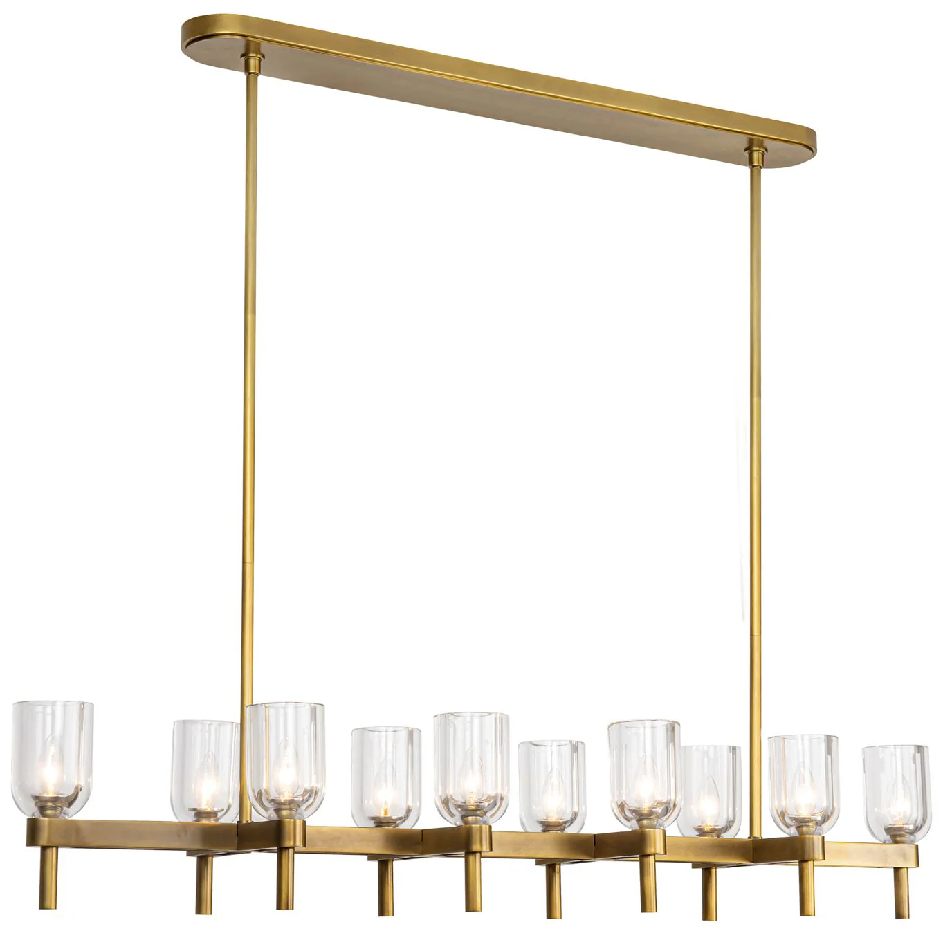 Alora Lucian E12 52-in Clear Crystal/Vintage Brass Linear Pendant - Image 1