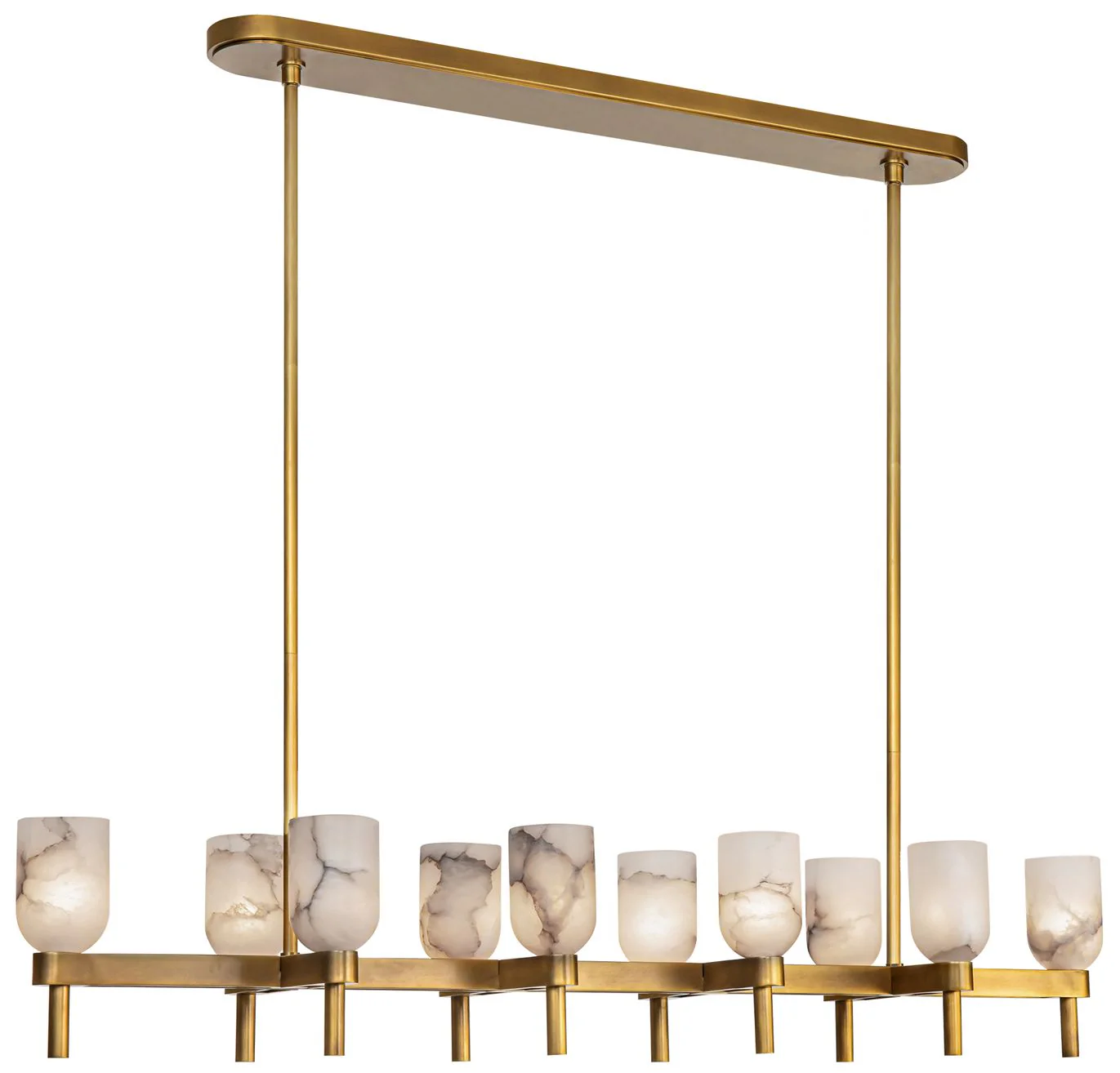 Alora Lucian E12 52-in Vintage Brass/Alabaster Linear Pendant - Image 1