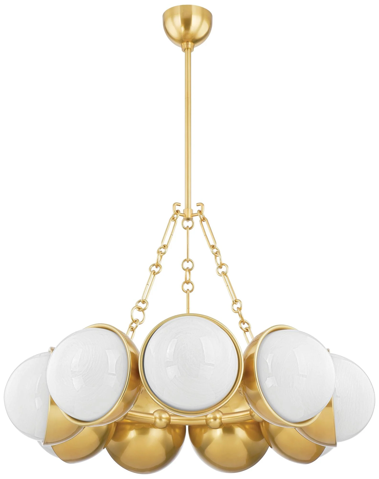Althea 34 1/4"W Vintage Polished Brass 9-Light Chandelier - Image 1
