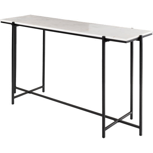 Surya Anaya Modern White Marble With Black Metal Base Console Table ANA-003 - Image 2