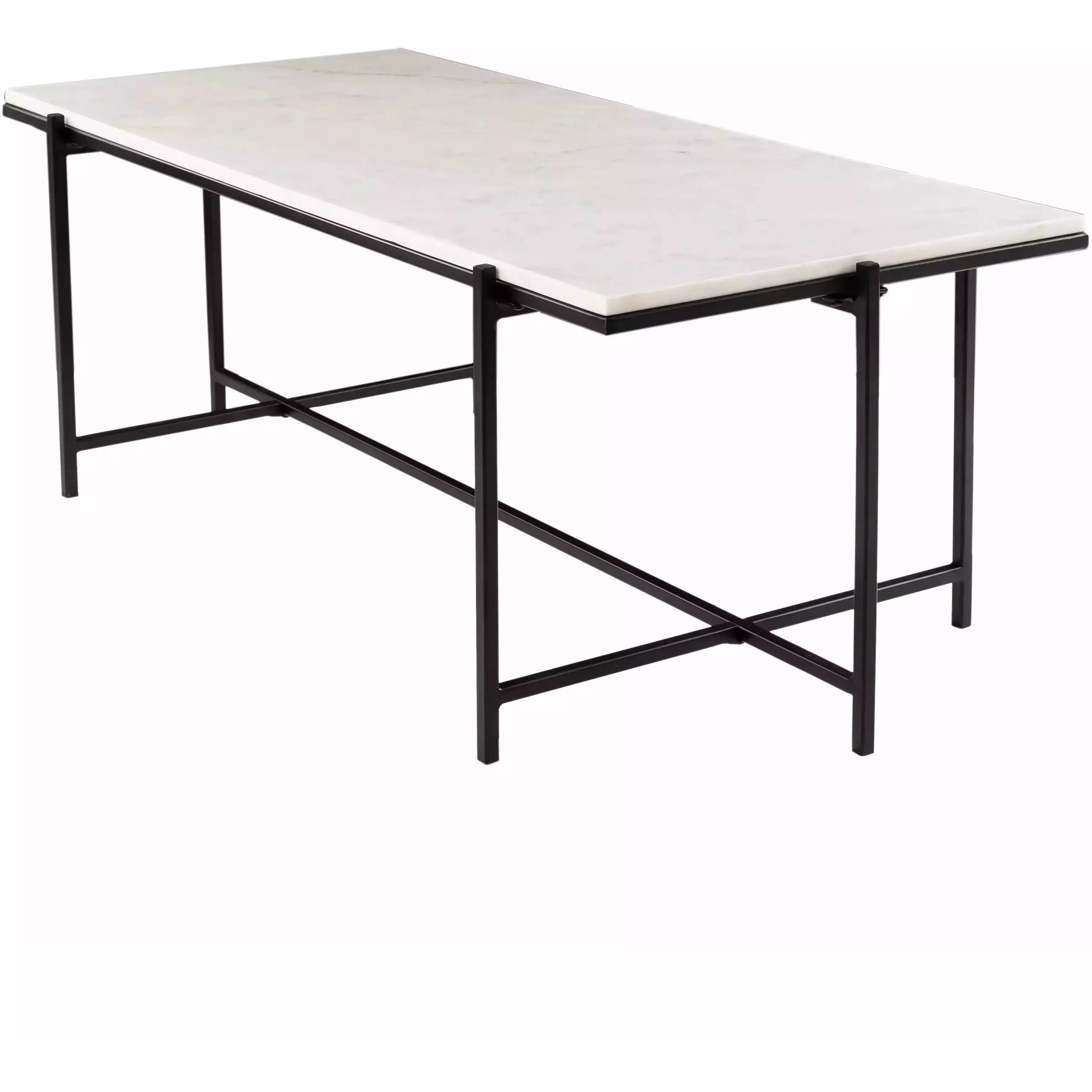 Surya Anaya Modern White Marble Top With Black Metal Base Coffee Table ANA-004 - Image 1