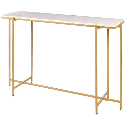 Surya Anaya White Marble Top With Gold Metal Base Console Table ANA-006 - Image 1